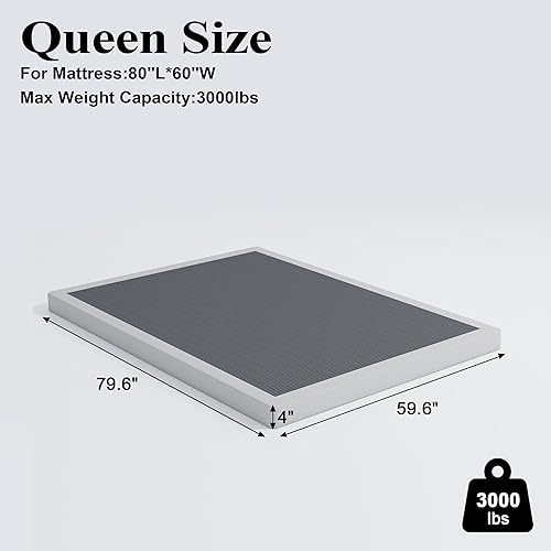 Miniatura 2 de Somier de 4 Pulgadas para Cama Queen, Somier de Tamaño Queen Únicamente, Base de Colchón de Alta Resistencia, Base de Cama Metálica, Antideslizante,