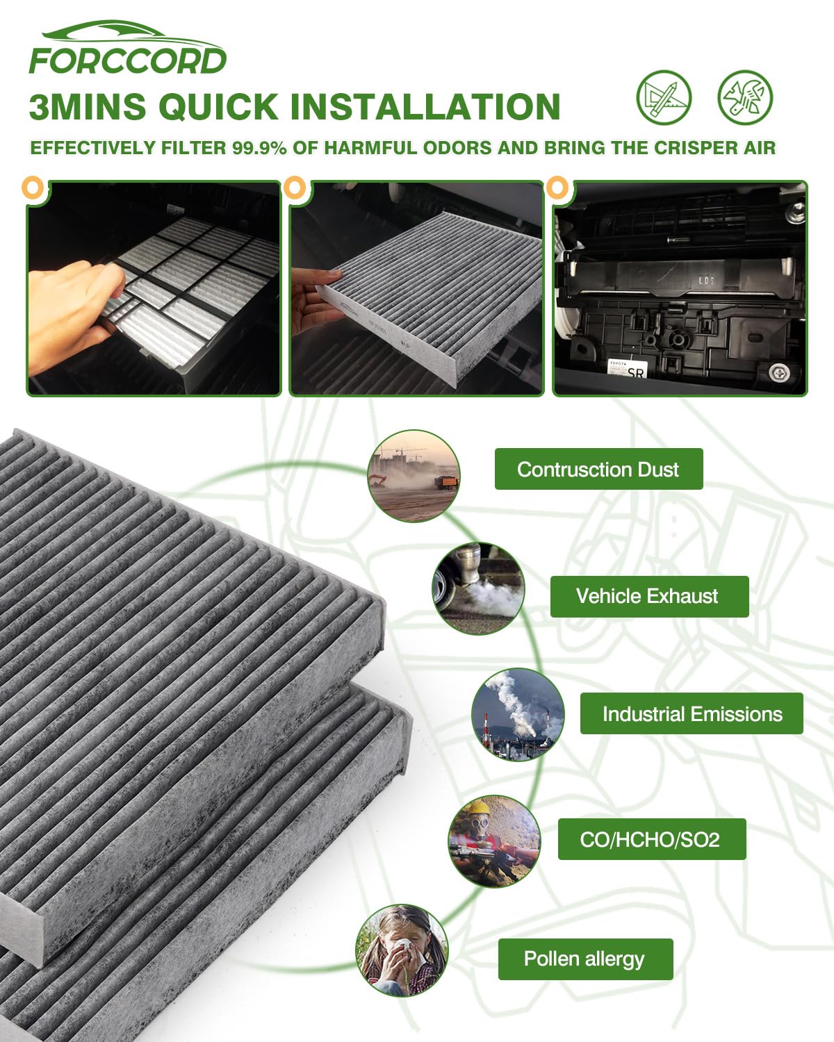 01251 - Filtro de aire HEPA para cabina de carbón activado, 2 unidades