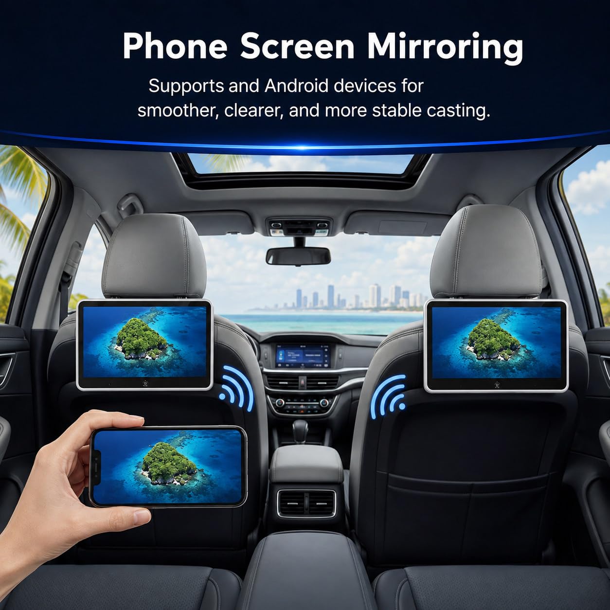 TV Portátil Coche 10.1" Monitor Reposacabezas Vídeo 4K 2PCS