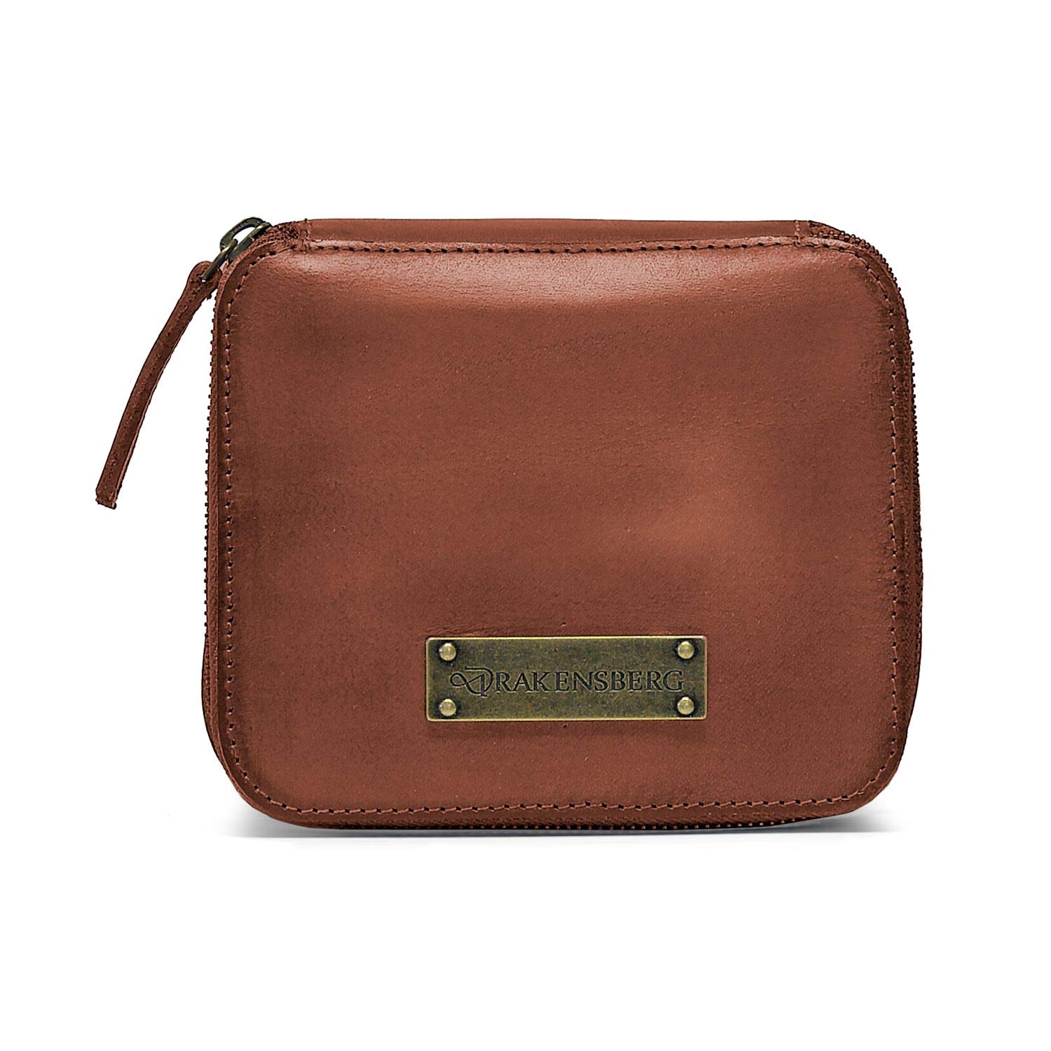 DRAKENSBERG Tech Kit S - Organizzatore di cavi e custodia da viaggio per cuffie e cavo di ricarica del telefono cellulare, realizzata a mano in qualità premium, 1L, vera pelle, marrone, DR00081