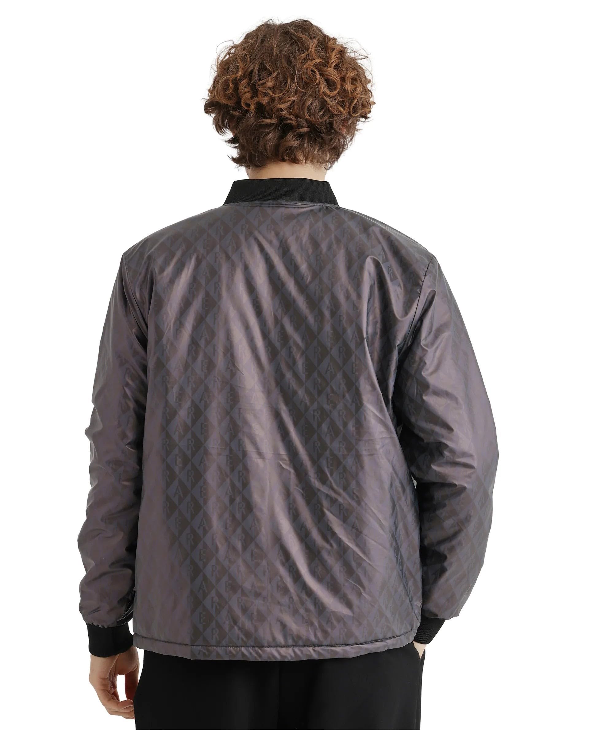 RARE RABBIT Men's Arteo Navy Polyester Printed Regular Fit Full Sleeve Ribbed Collar Jacket 4