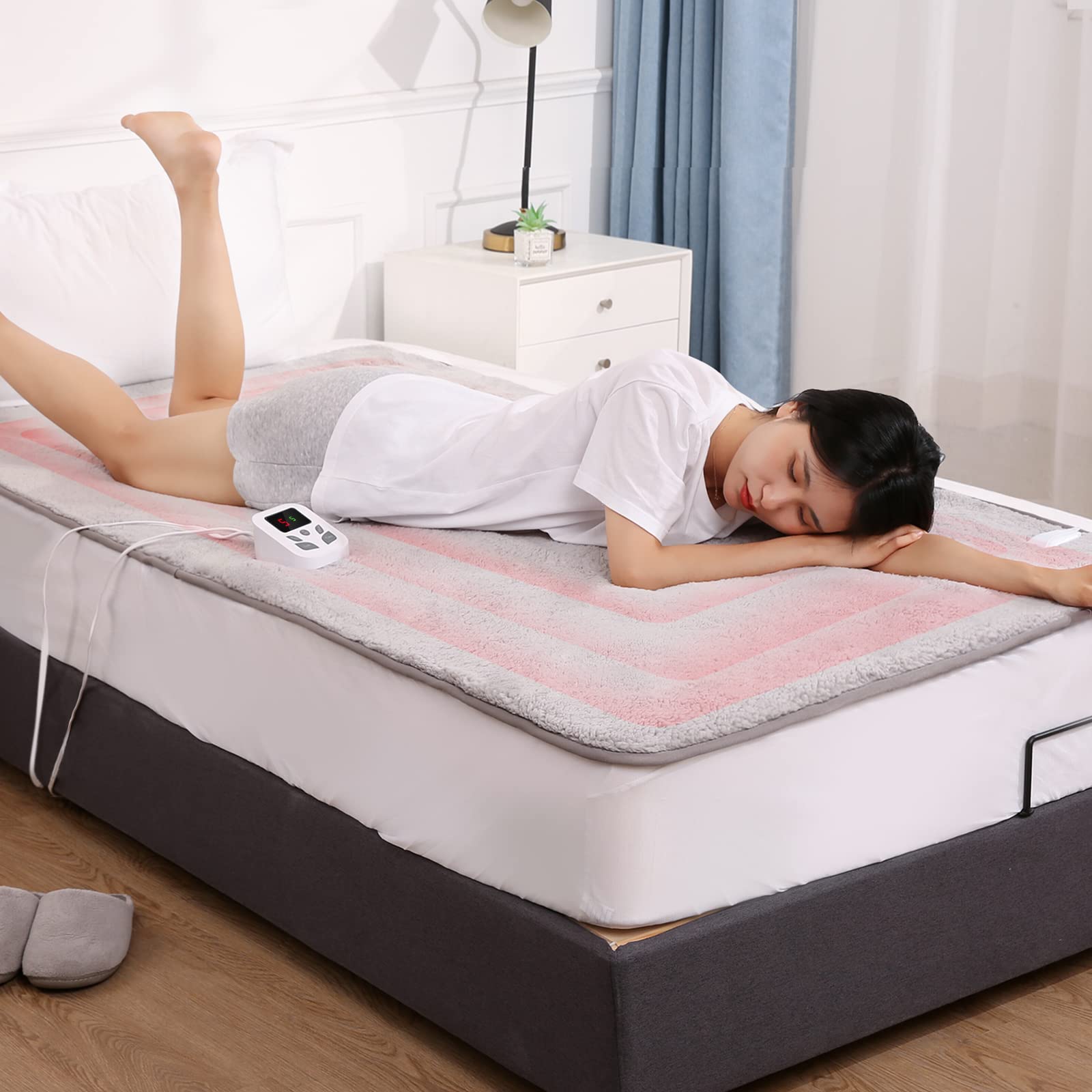 Amazon.com: Heated Mattress Pad Electric Bed Warmer Twin Size Soft Cotton  Fabric with Fast Heating, 10 Heated Levels u0026 9 Timer Auto Off Settings,  Overheat Protection Machine Washable u0026 Dry : Home