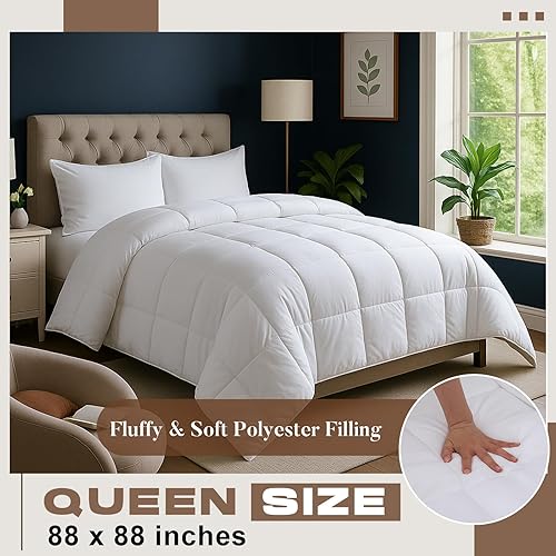 Miniatura 6 de Edredón de doble zona de 88 x 88 pulgadas para parejas con diferentes niveles de calor para todas las estaciones, manta de cama tamaño Queen lavable