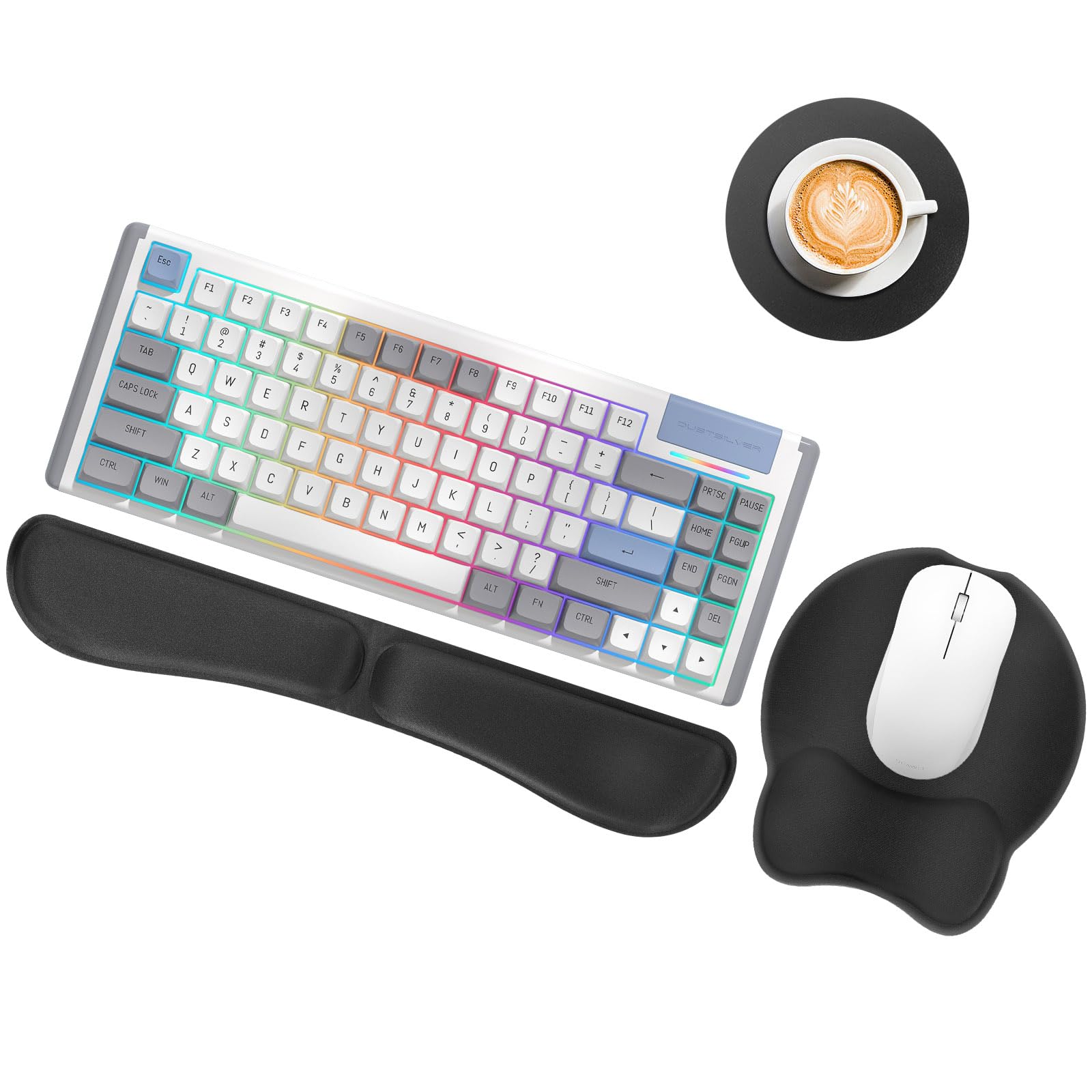 Tappetino per Mouse e Tastiera con Poggiapolsi Memory Foam Antiscivolo 3 in 1