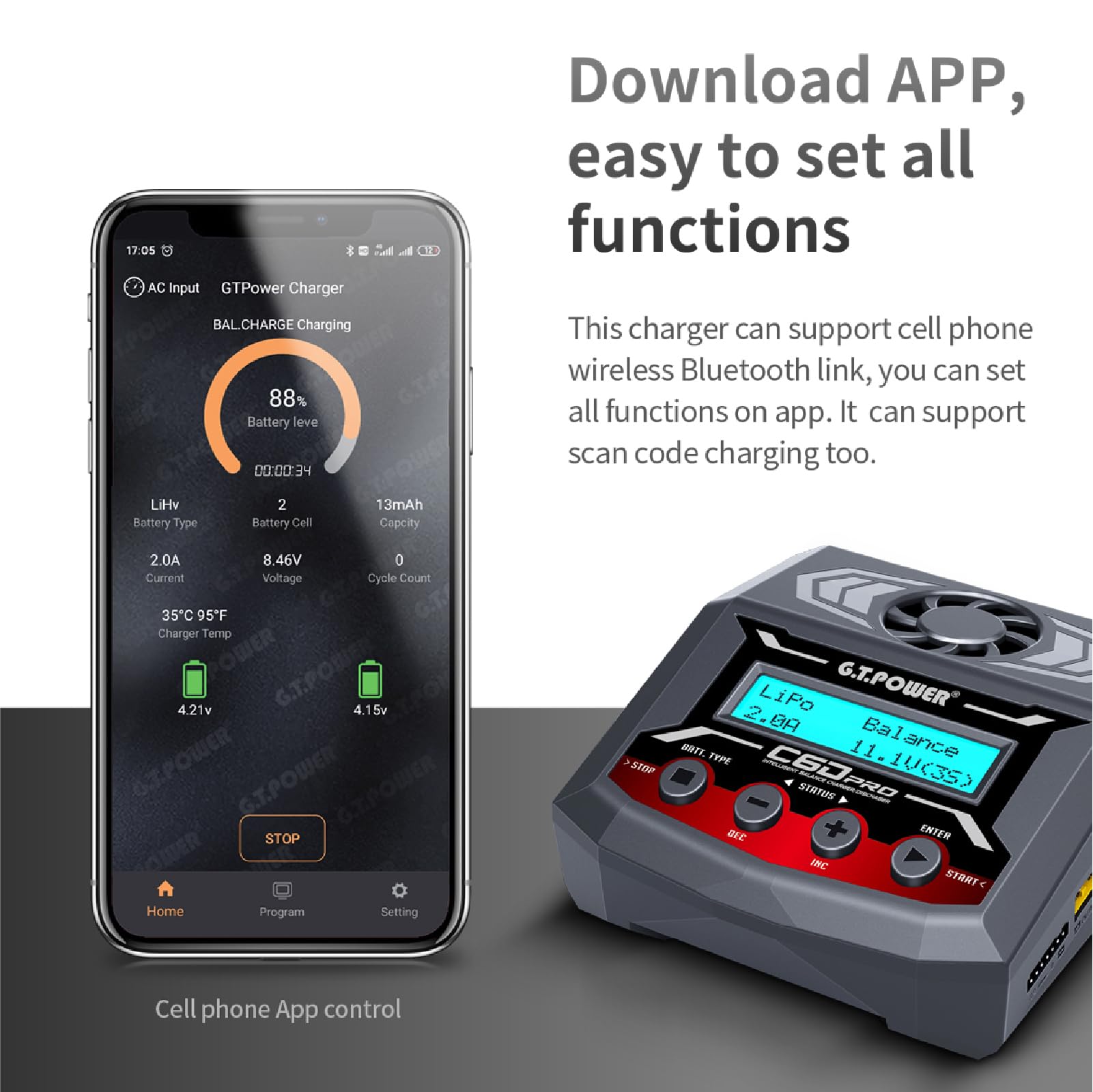 Triplot Lipo Balance Chargeur/déchargeur avec AC MAX 100 W, 12 A, DC MAX 300 W, 12 A, décharge max.5 W, modèle FB-DIS max 300 W, support multi-batteries, 1-6 cellules LiPo, 1-15 cellules NiMh, NICD