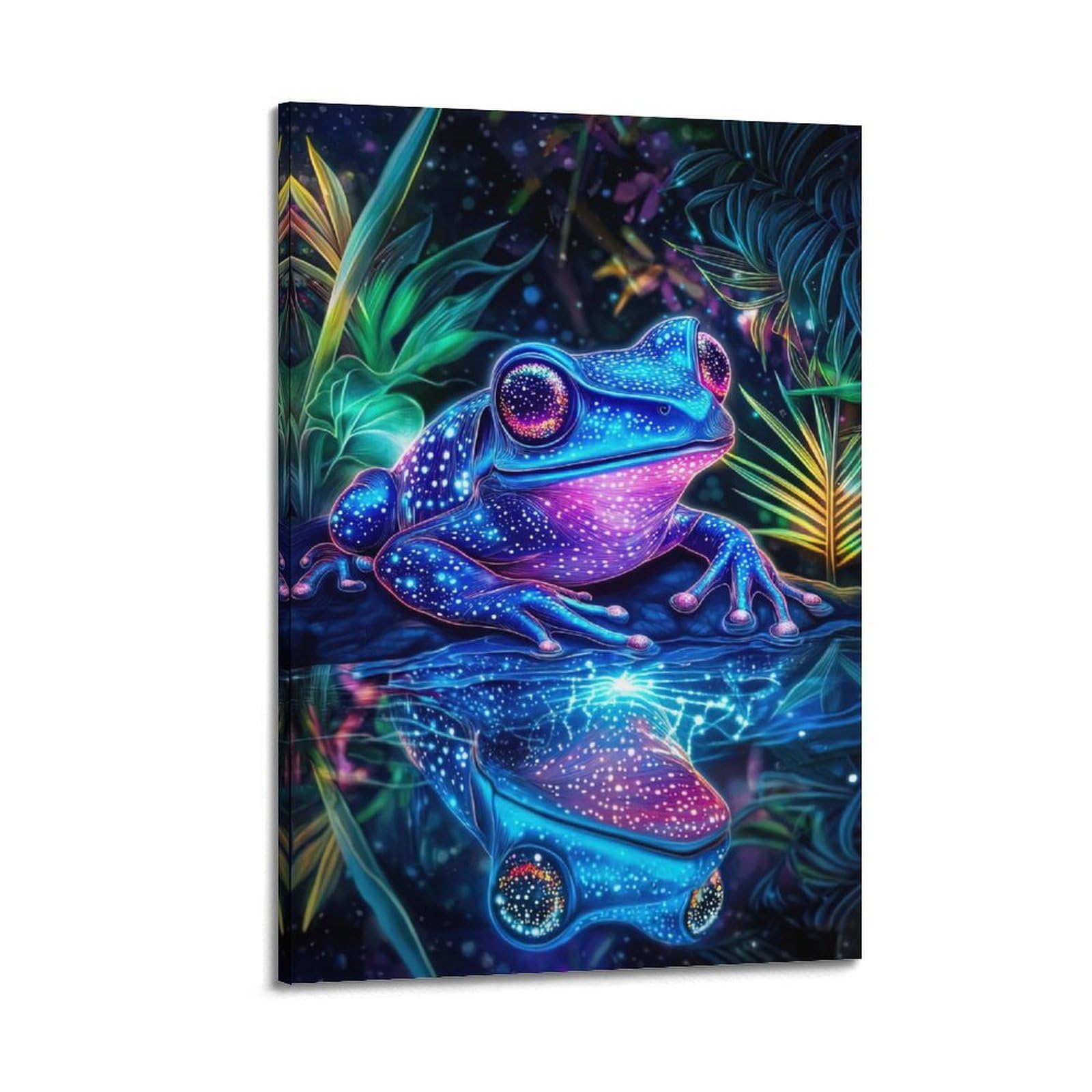 HUIYHB Animal Artwork Poster Glowing Frog Poster Decorative Painting Canvas Wall Posters And Art Picture Print Modern Family Bedroom Decor Posters 20x30inch(50x75cm)