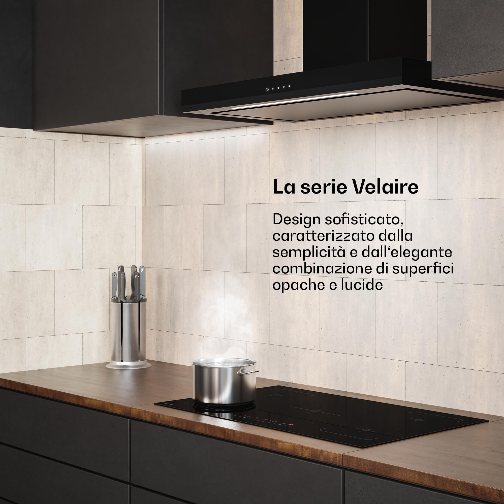 Klarstein Velaire Cappa a Parete 90 cm - 595 m³/h, Touch, LED, Classe A++, Filtro Carbone, 3 Velocità, Cappa Cucina Silenziosa, Design Minimal, Nero