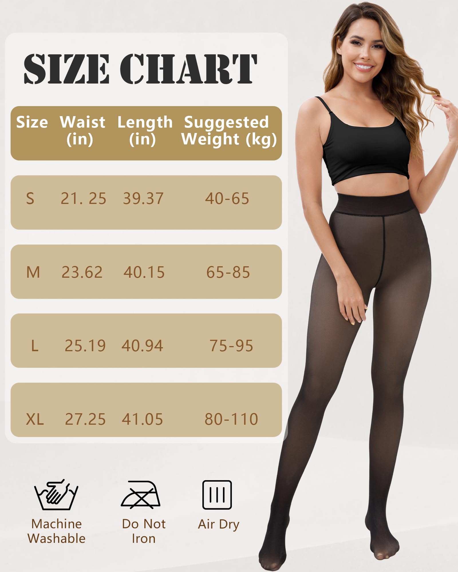 HONGTEYA 2 Pairs Fleece Lined Tights Women - Warm Sheer Pantyhose Fake Translucent Tights Winter Thermal Leggings