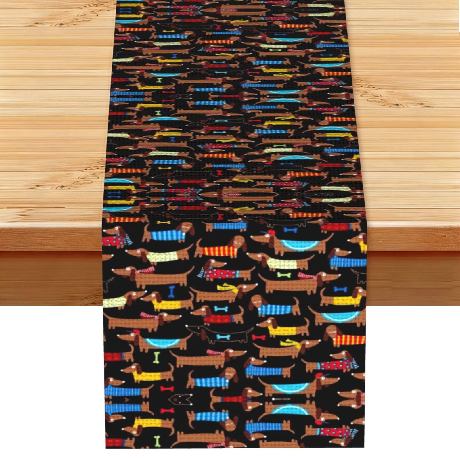 I Love My Dog Dachshunds Printed Dining Table Runner 13x72 Inch, Non-Fading Decor for Kitchen Dresser Fireplace Mantel
