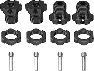 4Pack Vgoohobby Aluminum 17mm Splined Wheel Hex Hub Nut Compatible with Traxxas E-Revo Revo 3.3 E-Maxx Summit Slayer Pro 4X4 1/10 RC Monster Truck (Black)