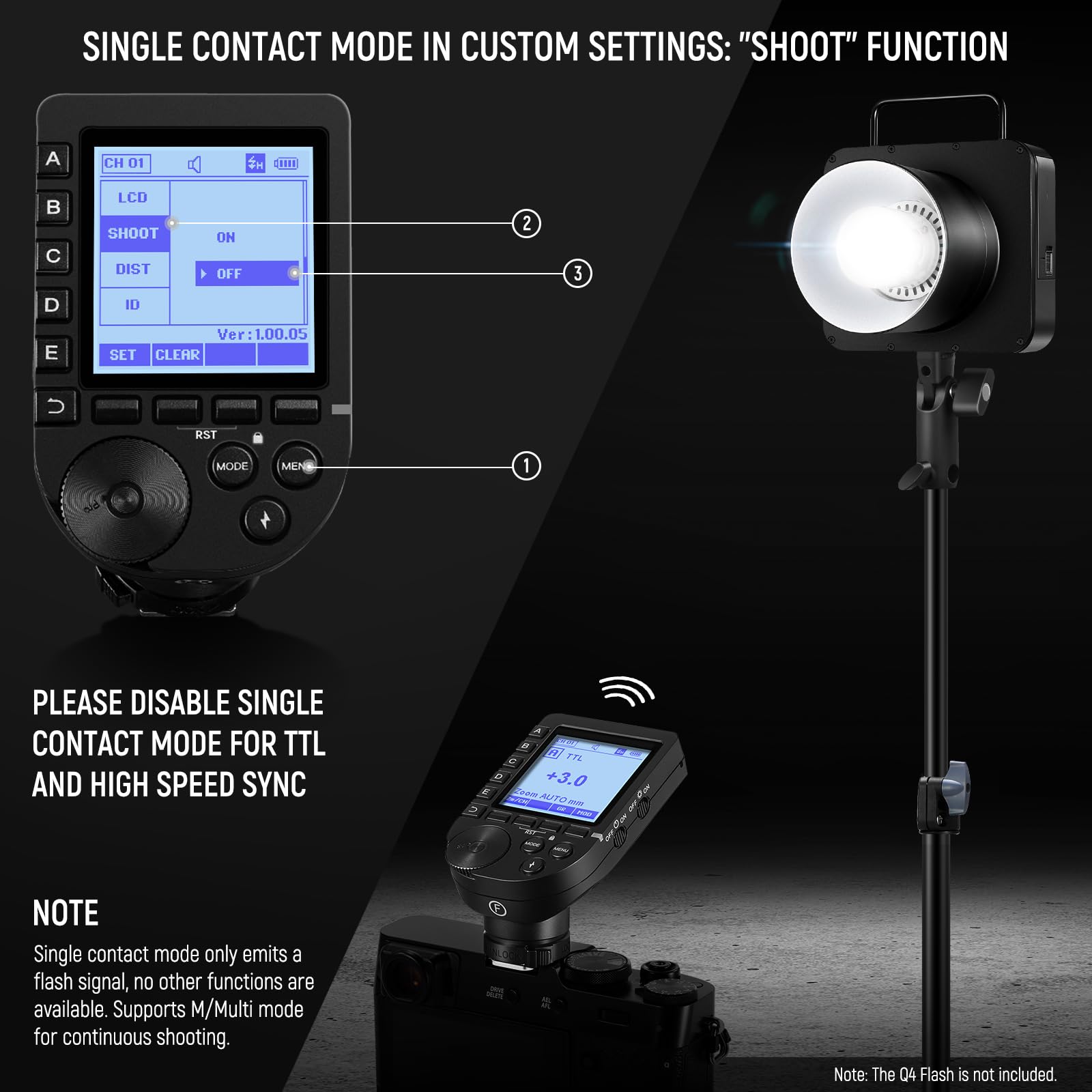 NEEWER QPRO-F TTL Ulepszony bezprzewodowy wyzwalacz flash kompatybilny z Fujifilm HSS 1/8000s duży ekran nachylony 5 grup 9 funkcji dla Q4 Q3 Q300 Z2 Z1 Z760 NW760 S101-300W PRO/400W Pro