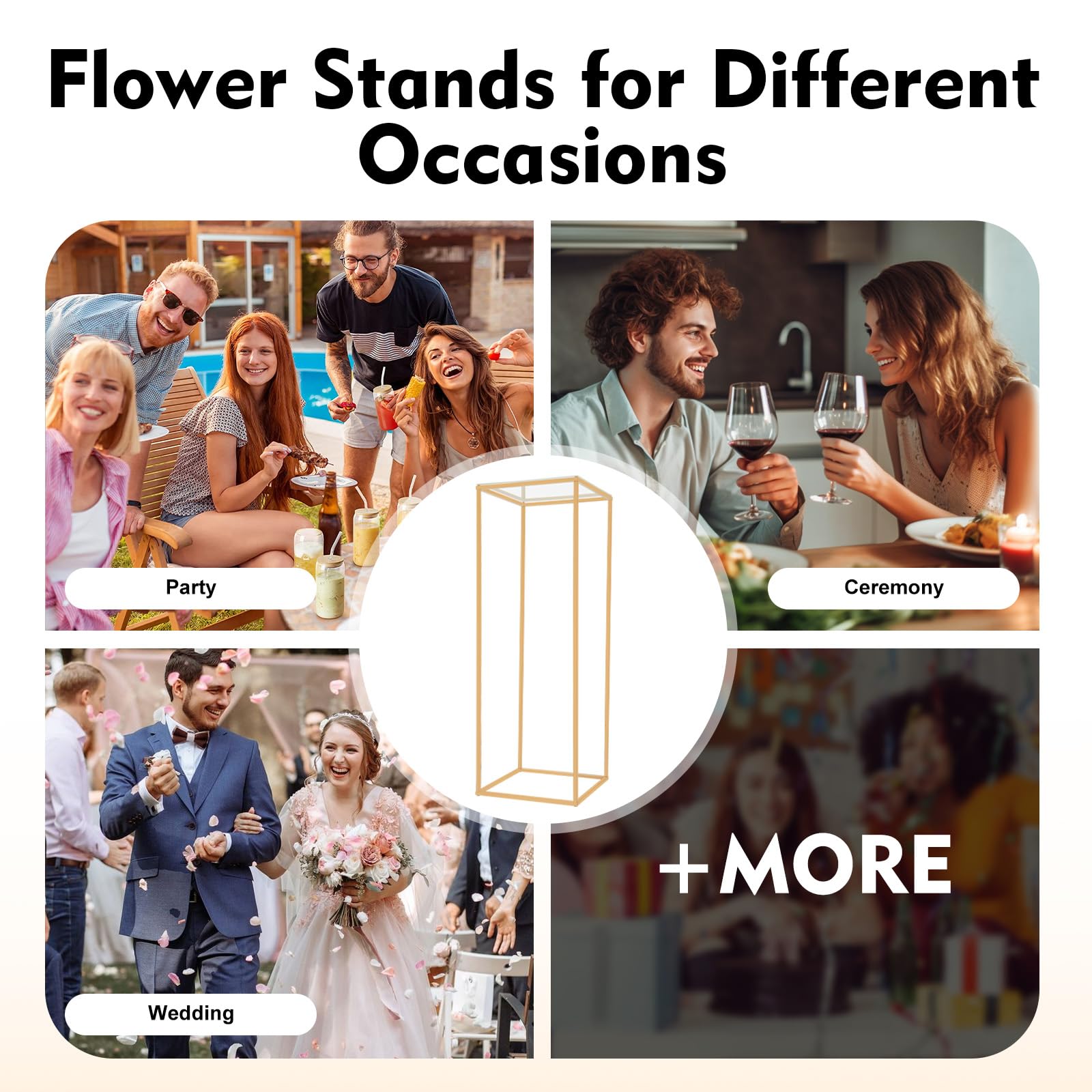 Supporto per fiori in metallo dorato, 80 cm, centrotavola per matrimoni, centrotavola per decorazione da tavolo, vaso geometrico, per feste, compleanni, ricevimenti