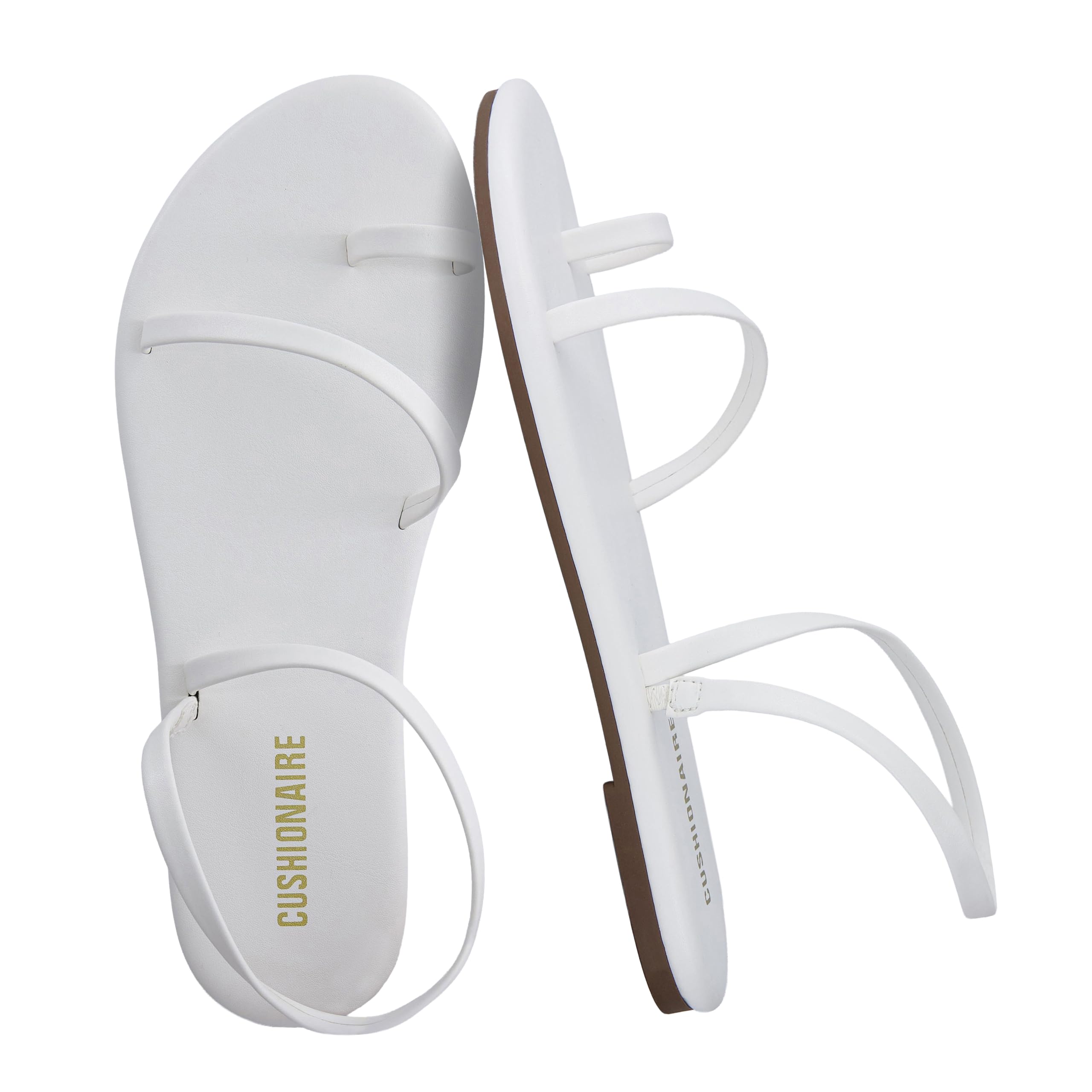 CUSHIONAIRE Chai Strappy Flip Flops for Women, Comfortable Casual Women Sandals with Memory Foam