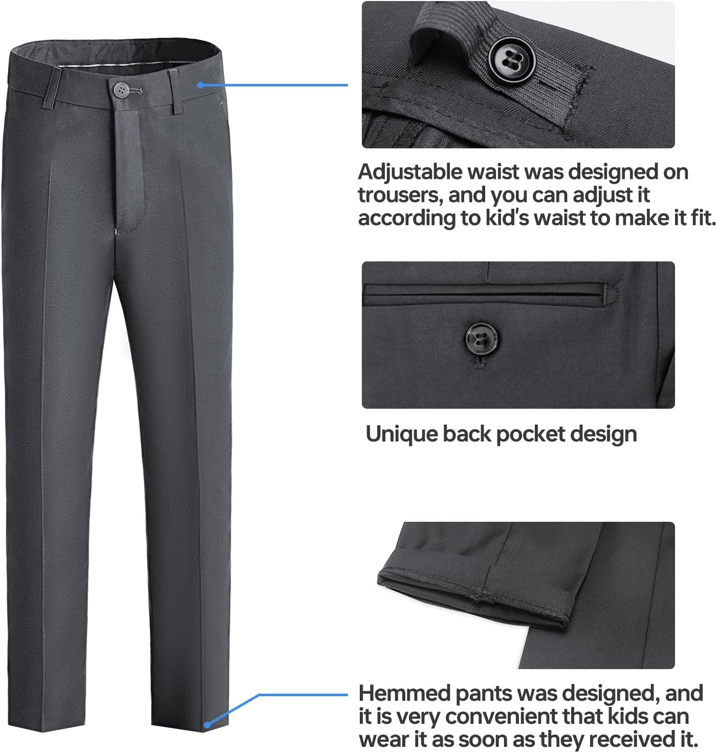 Happy Dolphin Boys Suit Set Modern Fit Kids Suits Adjustable Waist Boys Wedding Outfit for Boy Communion Suits for Boys - Image 6