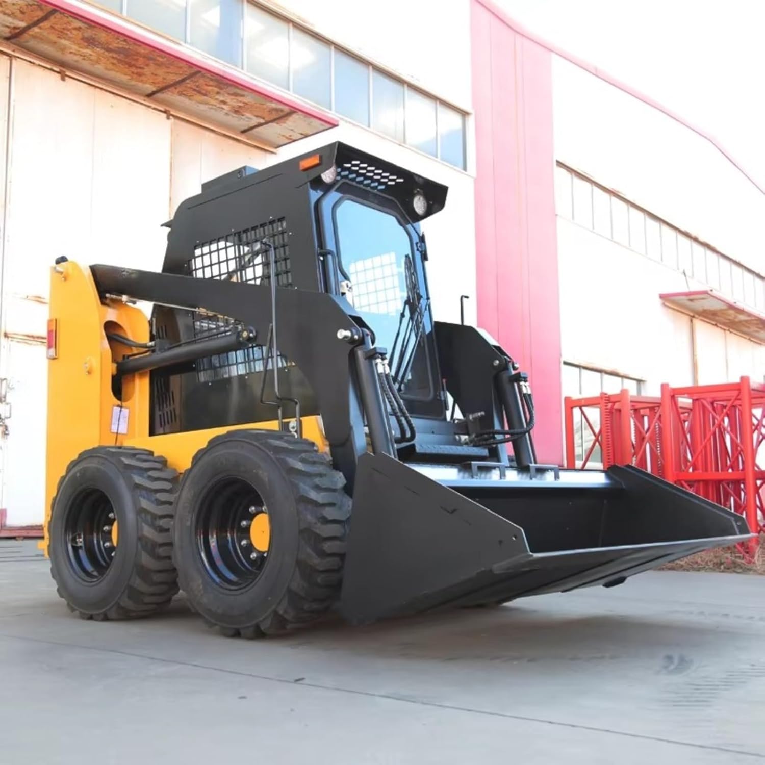 Skid Steer Loader Mini Skid Steer Loader with Fully Enclosed Cab, Front Bucket, Attachments Compatible for Landscaping, Construction, Snow Removal, Agriculture, Farming, Industrial Commercial Use