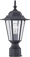 WISBEAM Black Outdoor Post Light Pole Lantern - Wet Location Rated, ETL Listed, E26 60W Max, Aluminum & Glass, Fits 3" Post