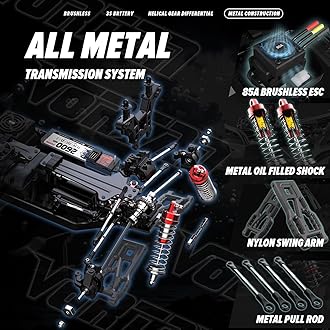 Hosim RC Cars Mini 1:8 RC Truck for Adults, Vortan RTR Brushless RC Cars Fast 50+mph All Terrain 4WD Remote Control Car Hobby Waterproof RC Car Electric Off-Road Monster Trucks with 3S Battery