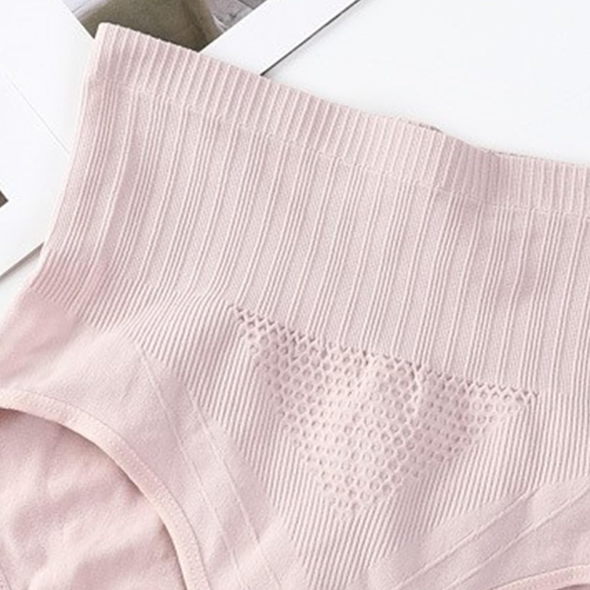 Paquete múltiple de bragas de cintura alta para mujer, ropa interior de recuperación de cesárea, ropa interior suave y elástica (rosa, 5 piezas, M)