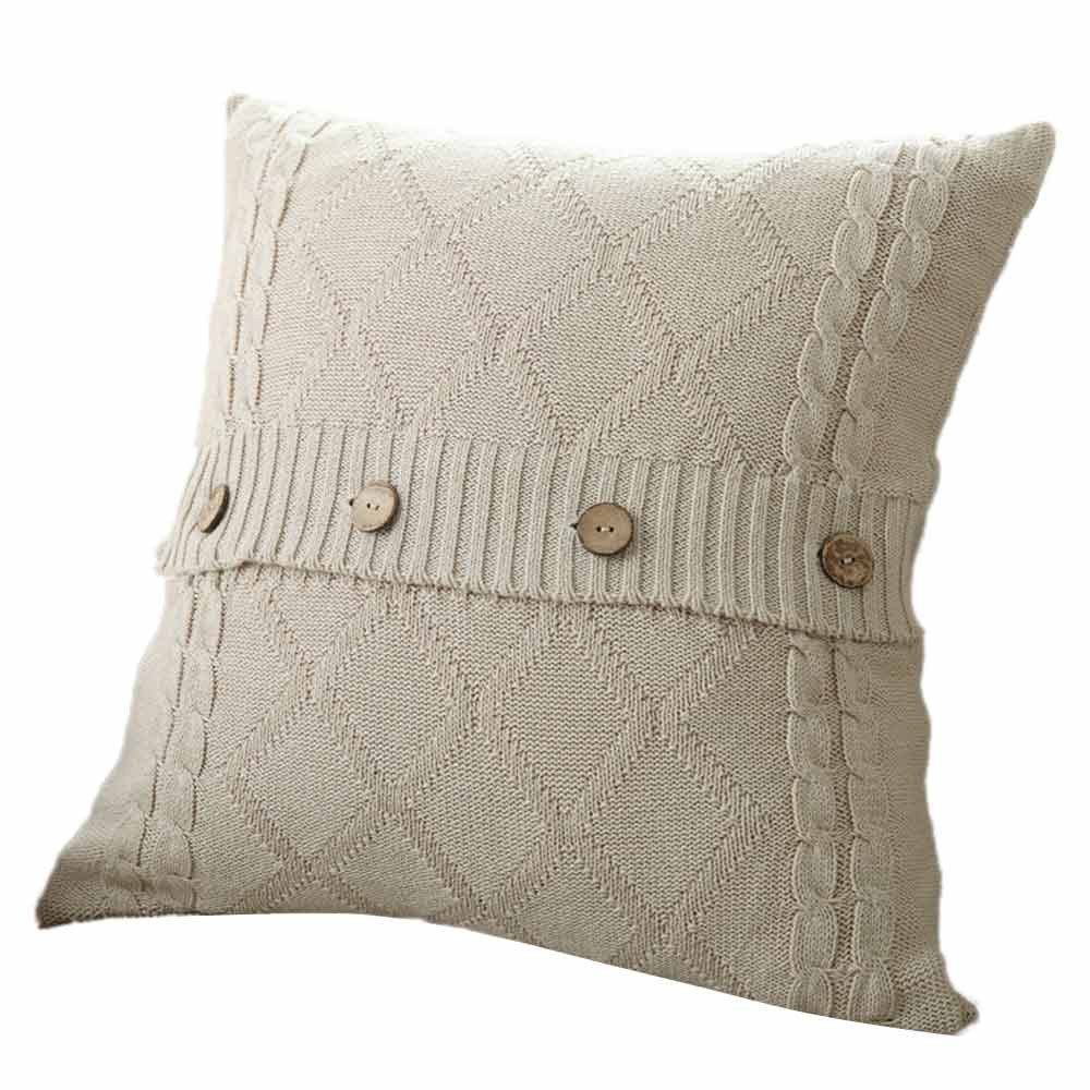 wuayi Knitting Button Fashion Decorative Square Throw Pillow Cases Cushion Covers for Home Sofa Decor