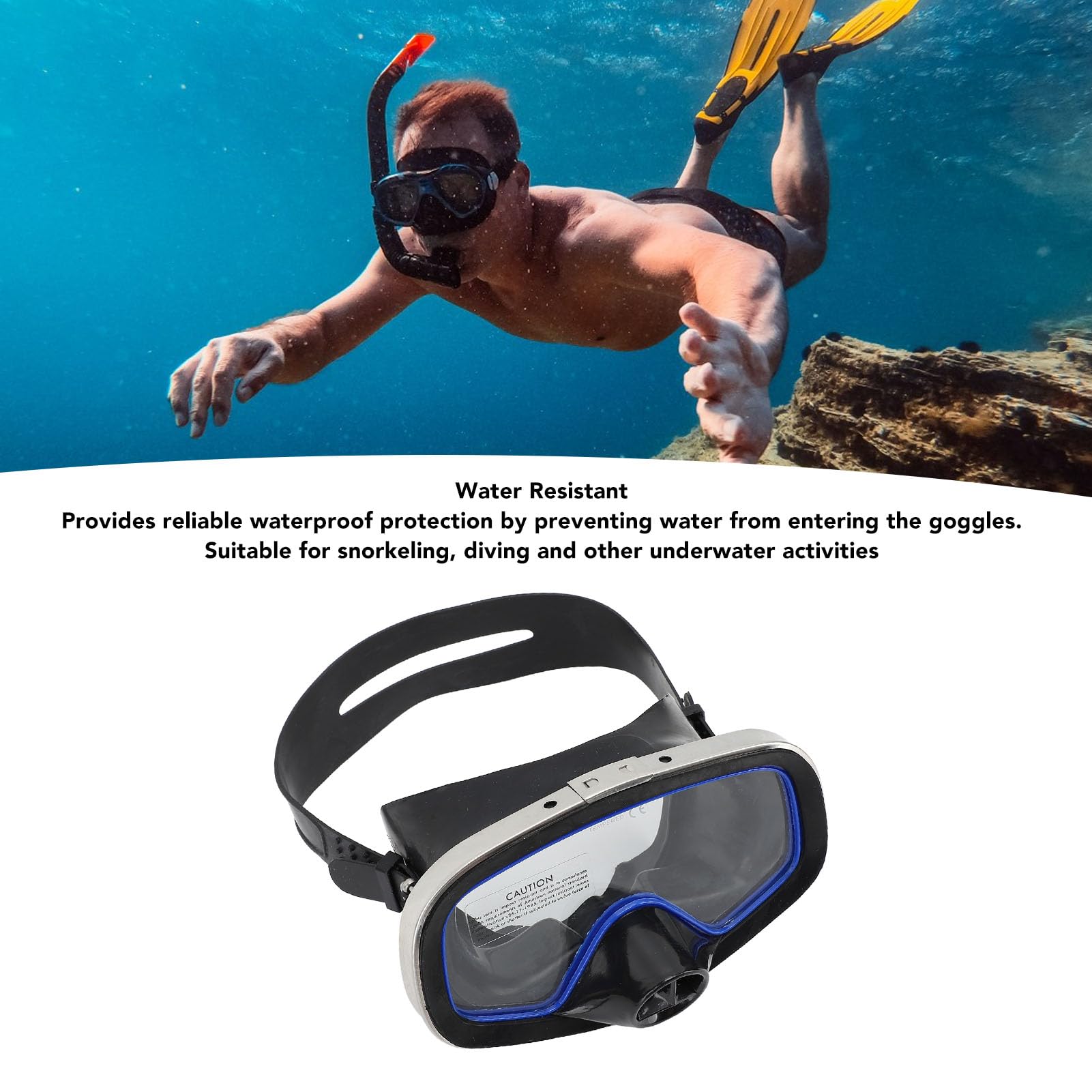 Gafas de Buceo, Gafas Subacuáticas, Lentes de Vidrio Templado de Visión Clara Ajustables para Bucear