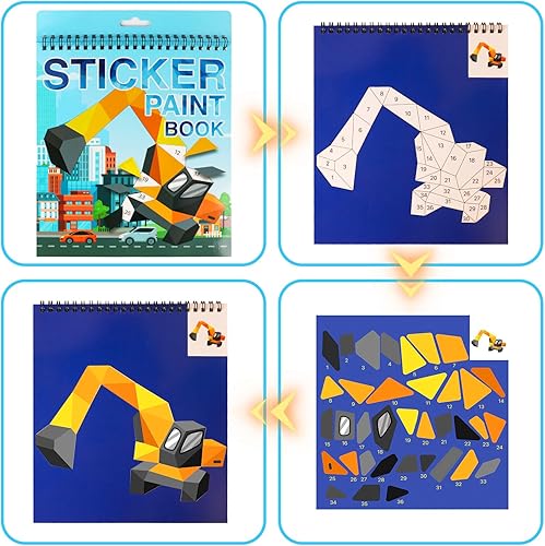 Miniatura 3 de Pegatina por números libros para niños de 4 a 8 años Princesa, sirena, caballos, calcomanía de vehículo, pintura, rompecabezas, actividades, libro,