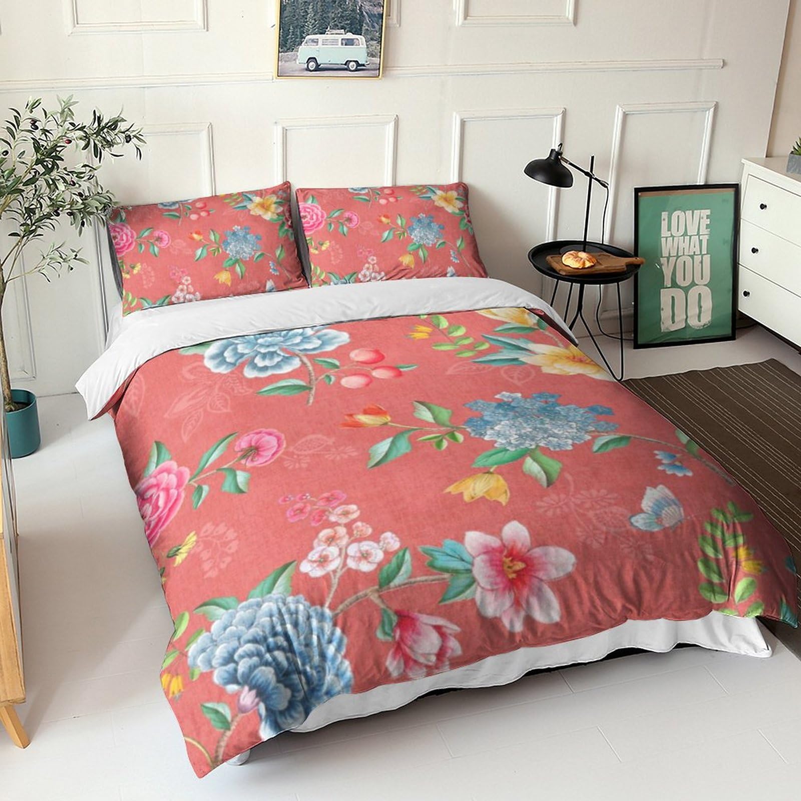 Funda nórdica de pavo real azul para evitar arrugas juego de ropa de cama single con cremallera