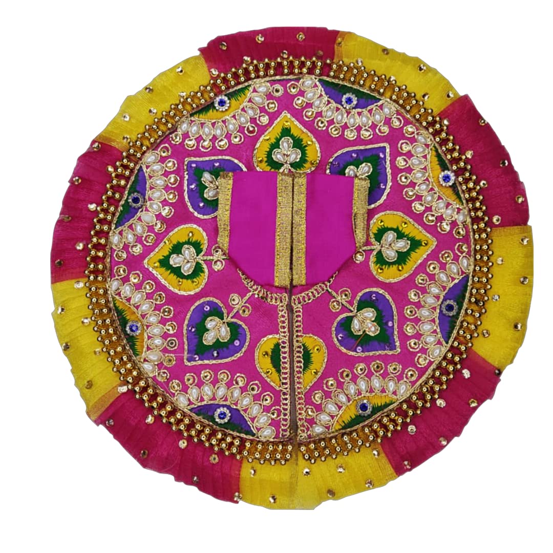 PujaSamadhaanPujaSamadhaan designer Silk Multocolour laddu Gopal poshak Thakur ji vastra Krishna Dress Kanha ji Dress Multi Colour (Size - 2 No.) Diameter-17CM set of one