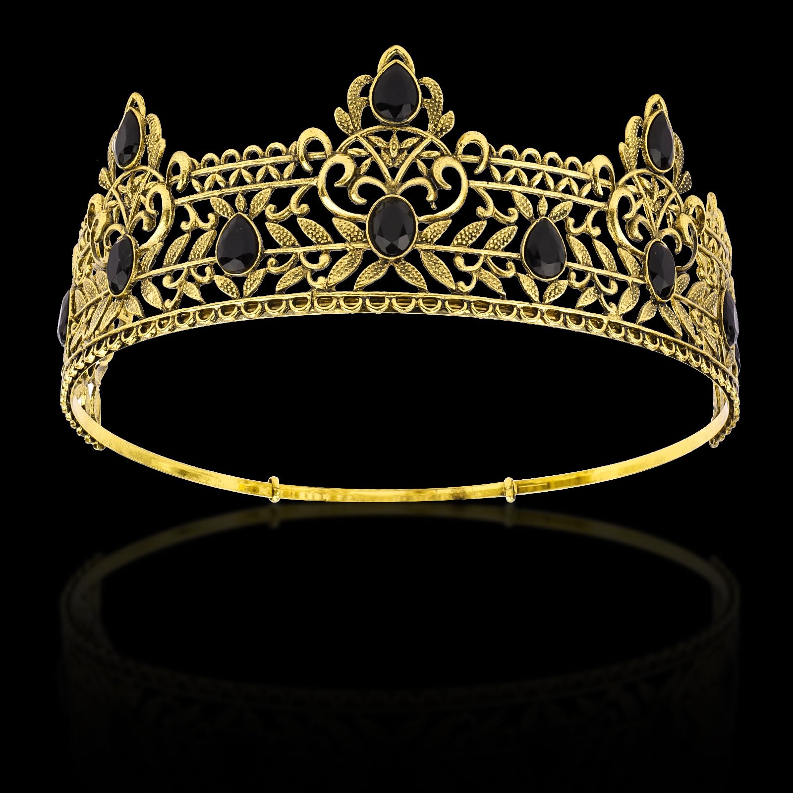 TOBATOBAKing Crowns for Men, Antique Gold Prom King Medieval Crown Royal Medieval Renaissance Costume Men Prince Crown Birthday Hair Accessories for Halloween Costume Cosplay