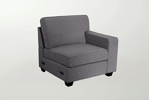 Miniatura 8 de Legend Vansen Módulo de combinación flexible de tela Sofá reversible en forma de L para sala de estar, seccional gris oscuro