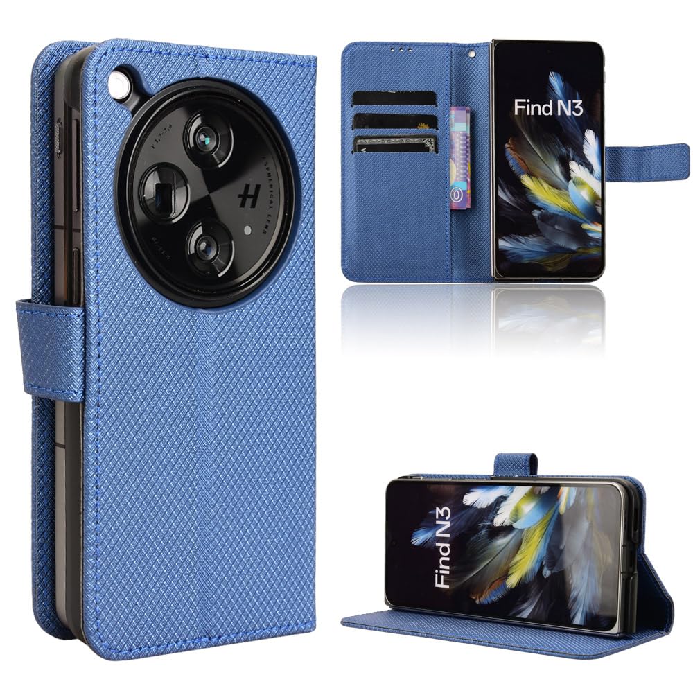 Elubugod Compatible with OnePlus Open Leather Case Cover,PU Leather flip Cover Compatible with Oppo Find N3 5G CPH2499 Case Cover Black