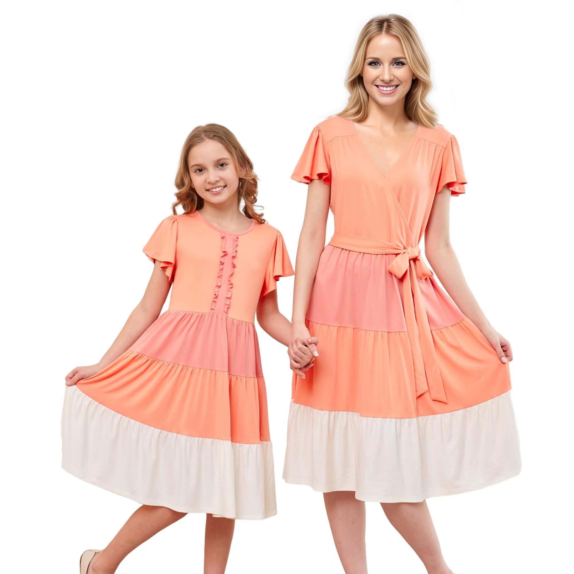 V.&GRIN Mommy and Me Summer Dresses, Mother Daughter Midi Cute Floral Family Matching Outfits for Women & Tween Girls