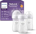 Philips Avent Natural Baby Bottles with Natural Response Nipples (Medium Flow, Flow 3), 9oz, 3-pack, SCY903/03