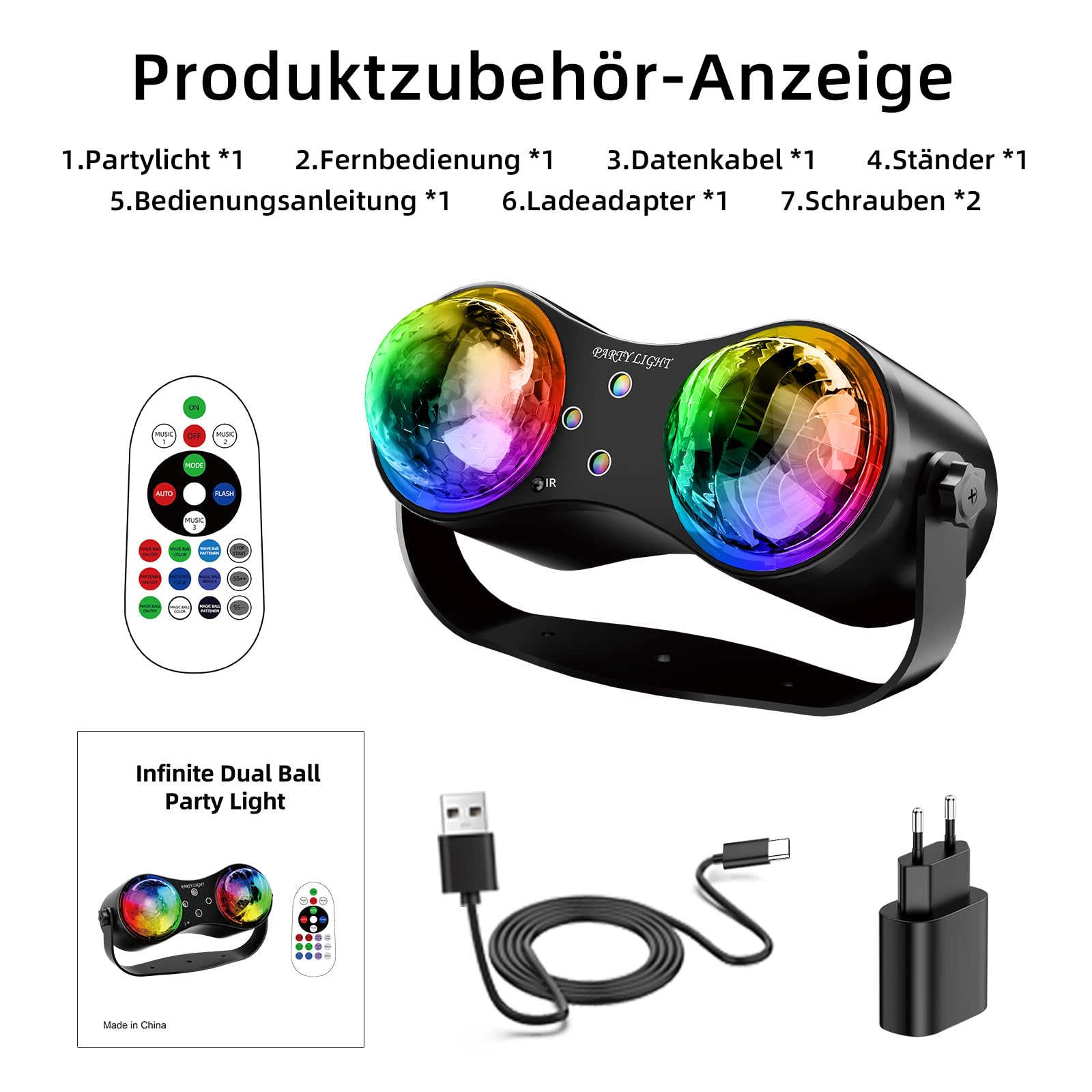 Disco Party Light – Sprachgesteuerter Stroboskop-Sternenhimmel-Projektor mit Fernbedienung, DJ-Bühnenlicht, geeignet für Partys, Bars, Geburtstage, Hochzeiten, KTV und andere Anlässe.