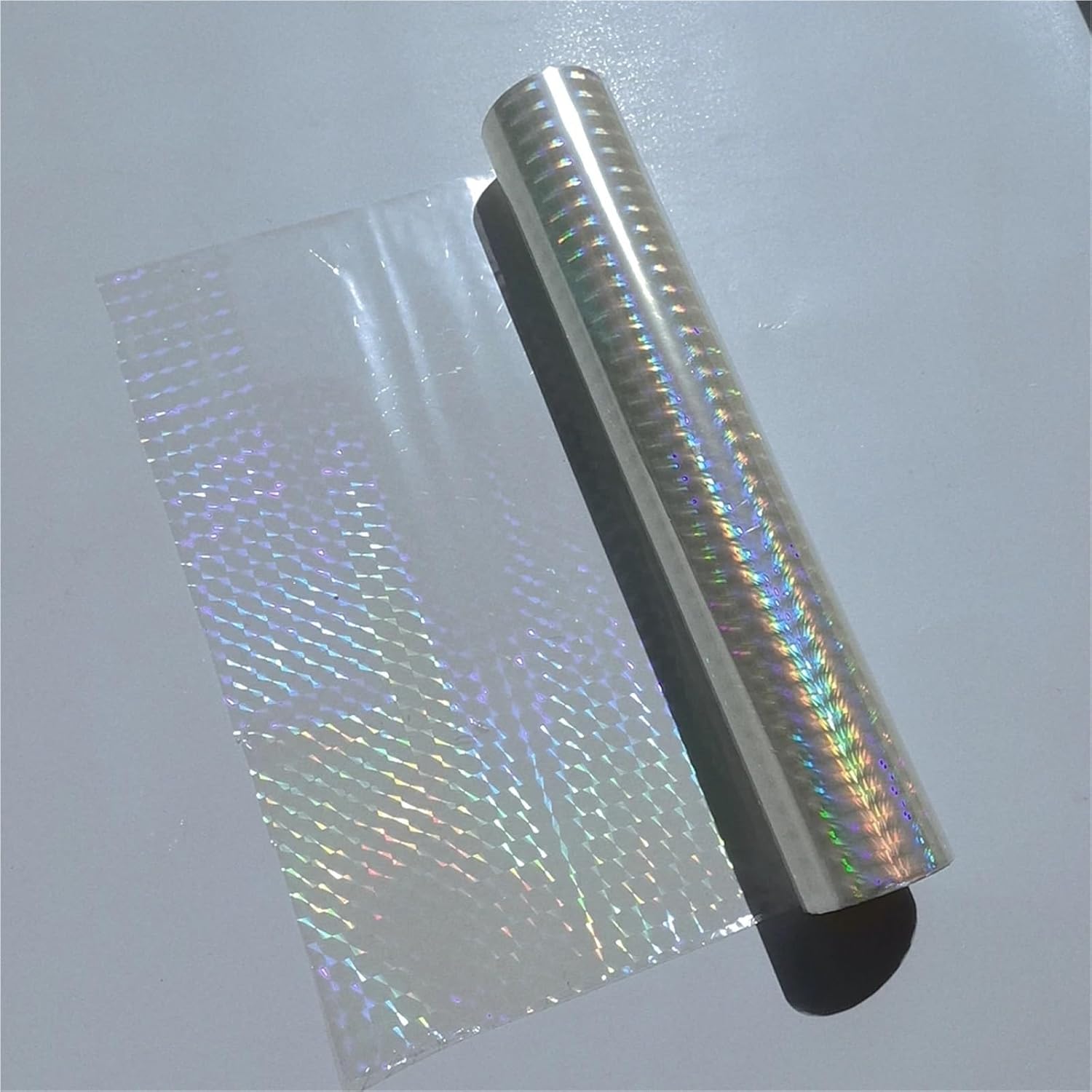 21cm X 120m Hot Stamping Foil Paper Holographic Grid Style Transparent On Box Or Plastic DIY Package