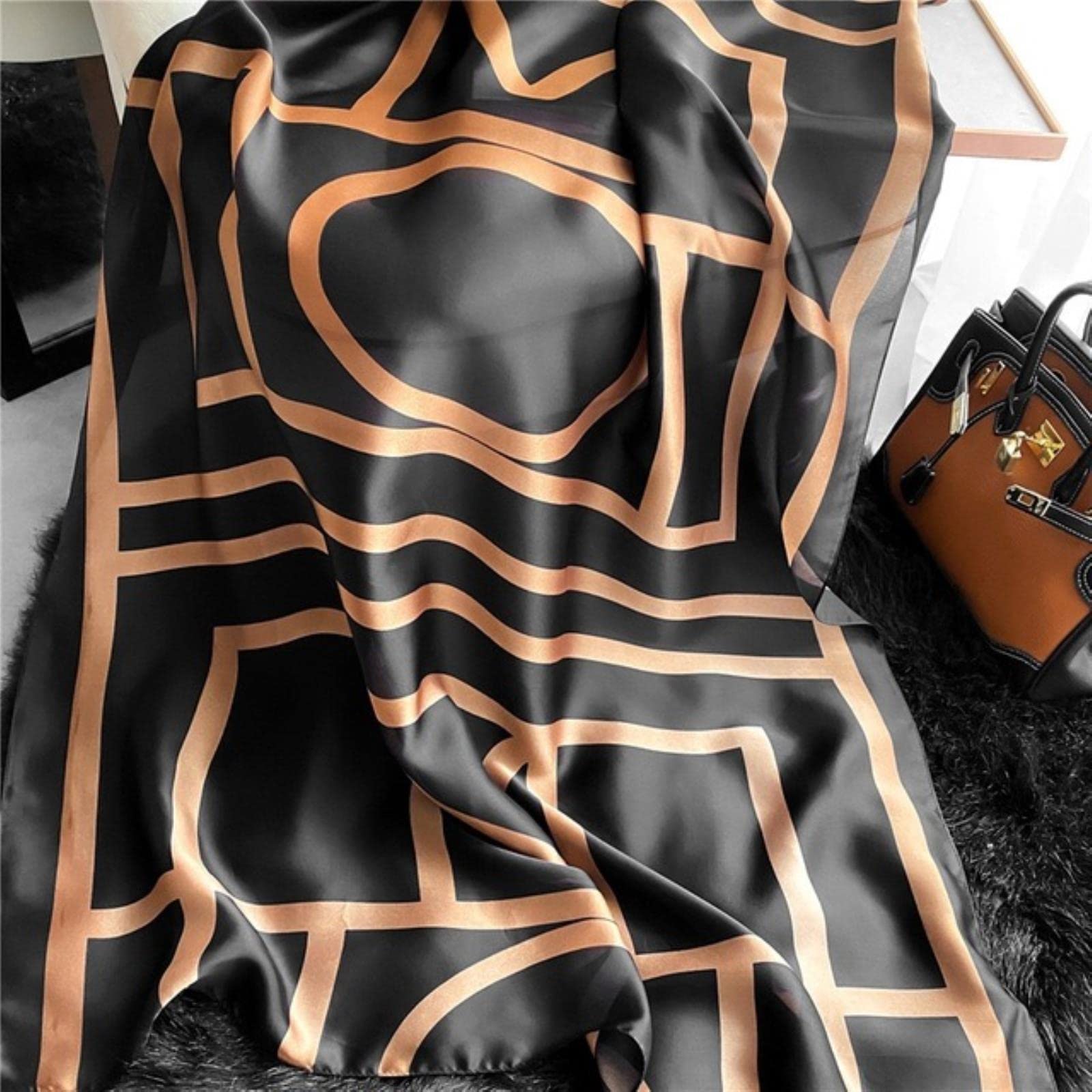 MBU Women Silk Winter Scarf Luxury Design Print Lady Beach Shawl Scarves Fashion Smooth Foulard Female Hijab