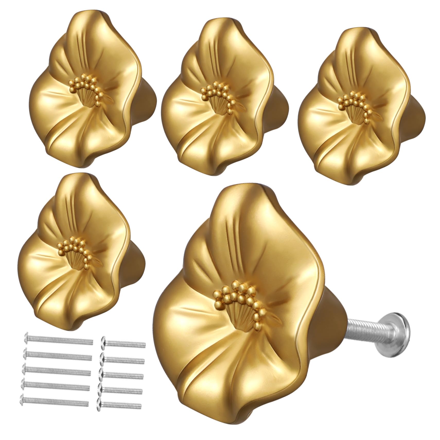 Möbelknöpfe 5 Stück Zinklegierung Blumenmotiv Einloch Griffe für Badezimmer und Küchenschränke Kommodenknäufe mit Einfache Installation