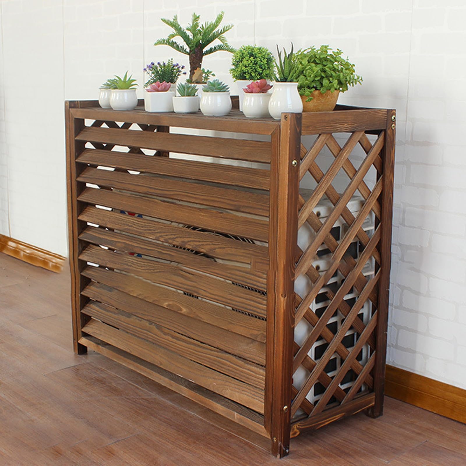 Dissipation thermique cache clim exterieur et clôture écran de confidentialité en bois