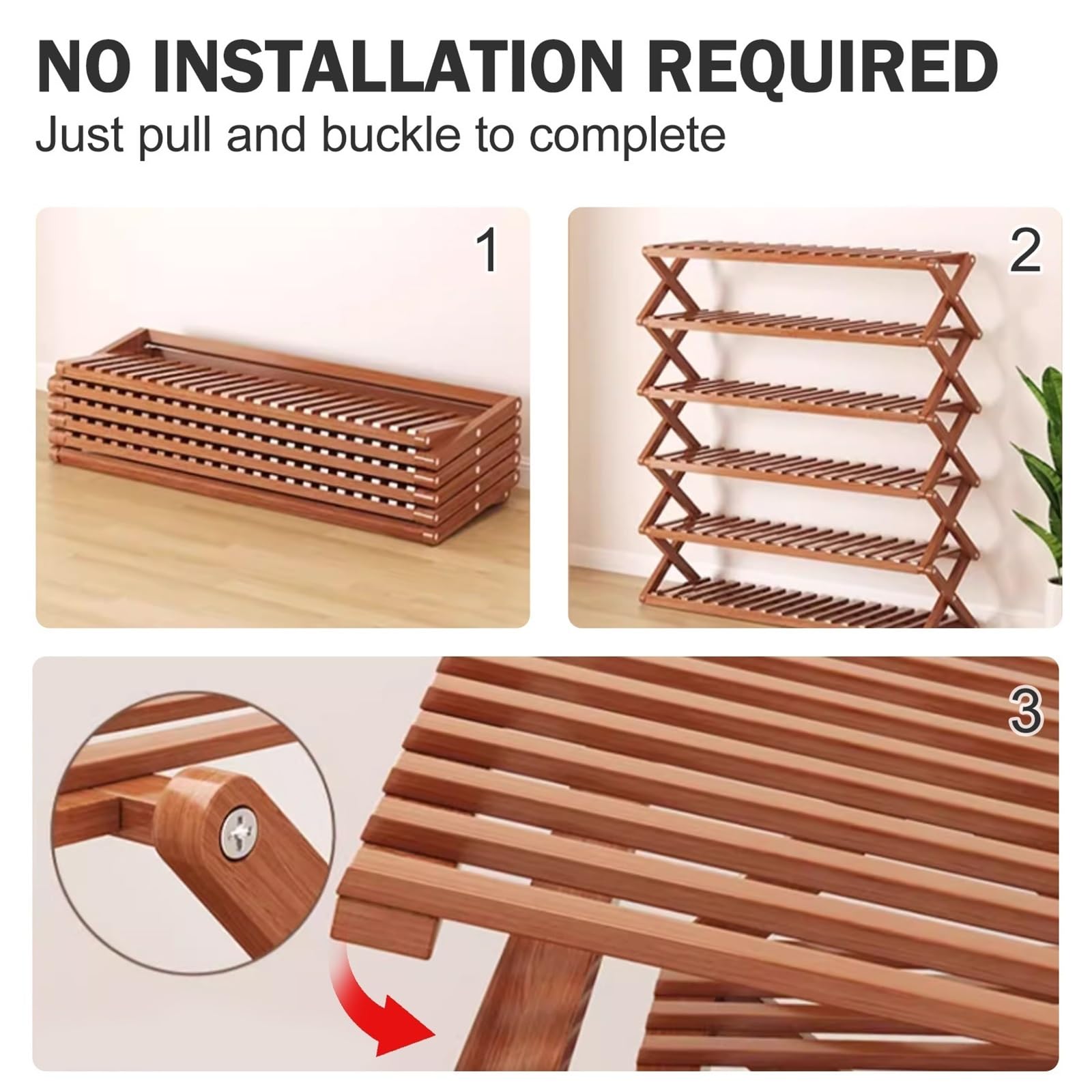 Scarpiera pieghevole, scarpiera in bambù for interni ed esterni, zapatero para entrada de casa for dormitorio, balcone, bagno, nessuna installazione richiesta