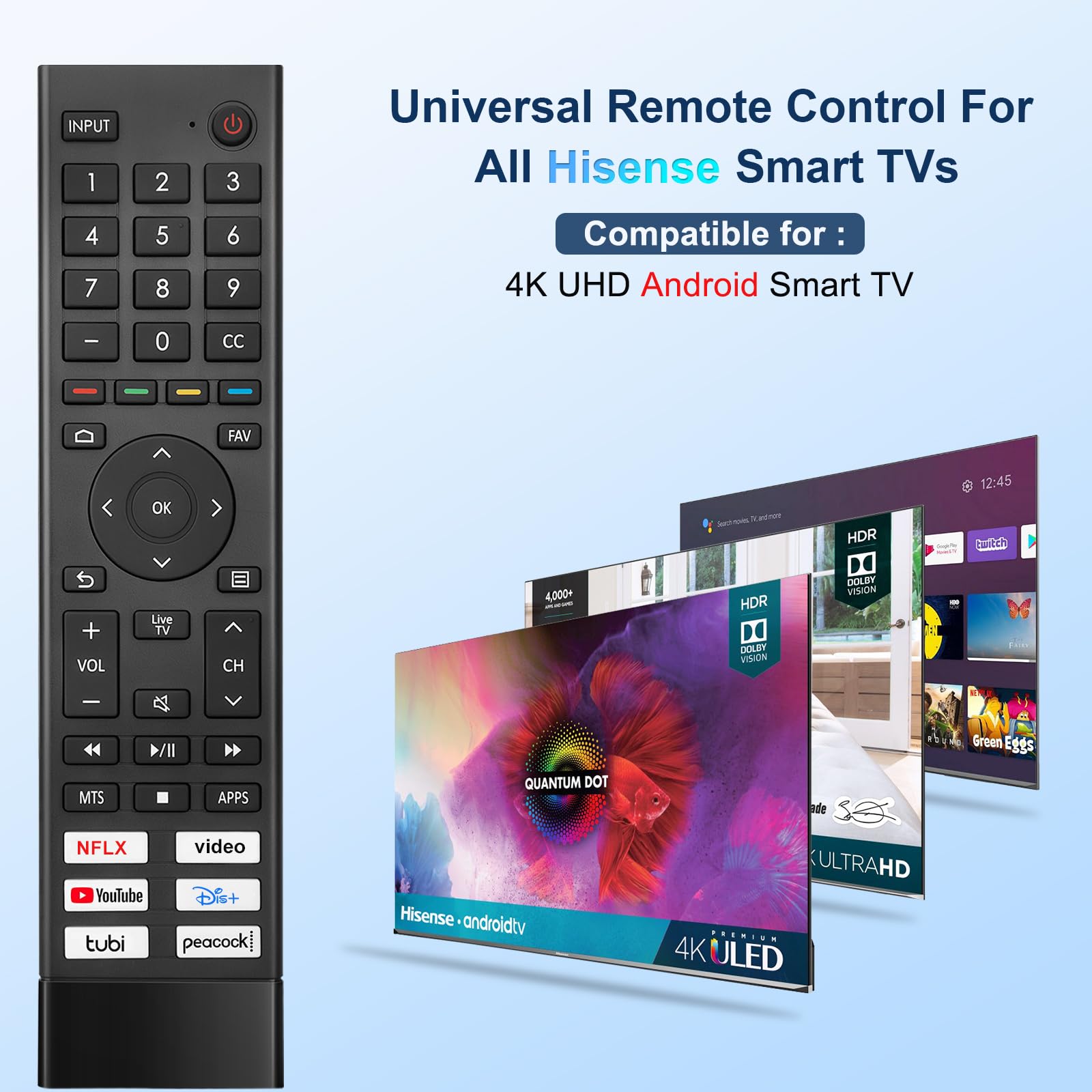 Remplacement pour télécommande Hisense Smart TV