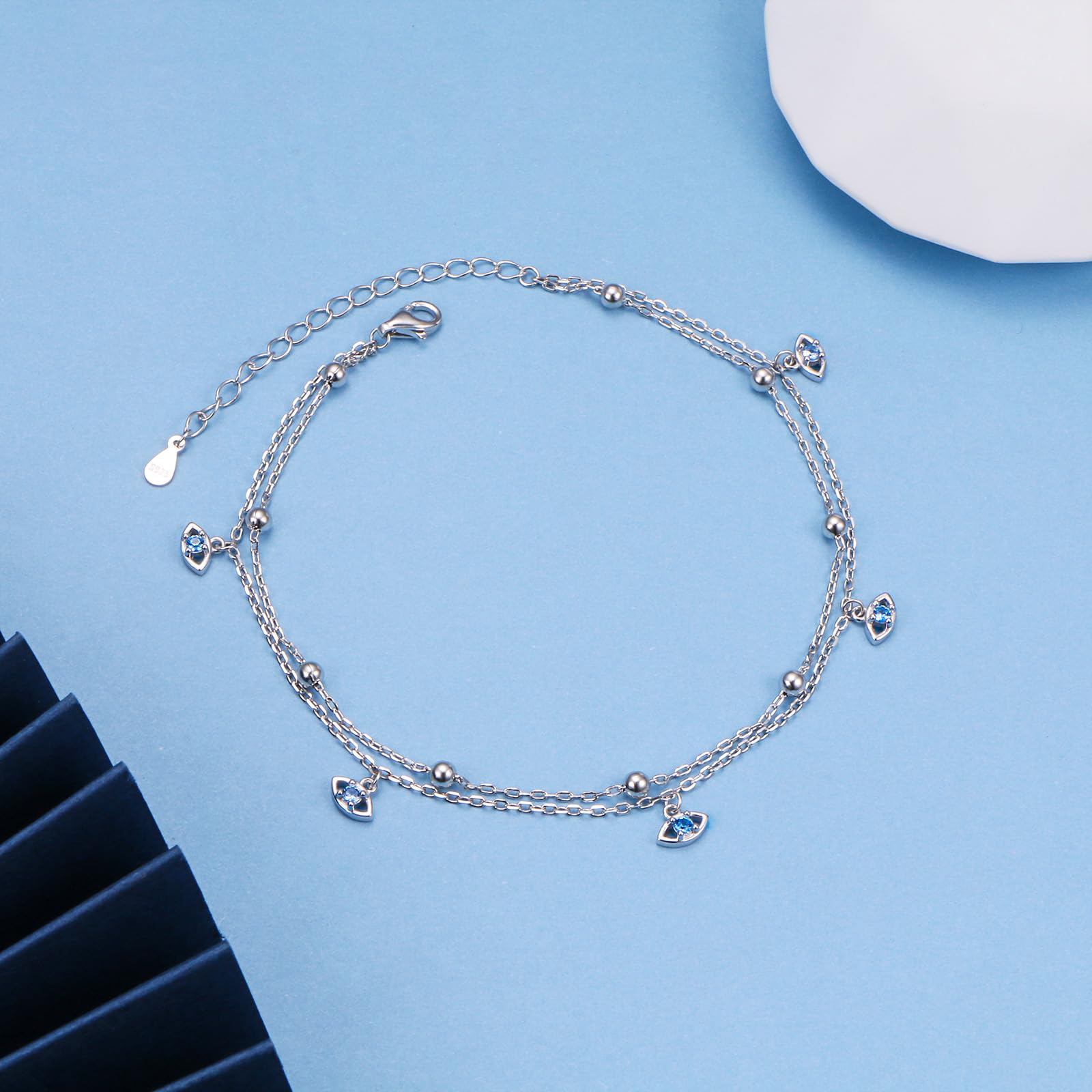 Tobilleras para mujer, delicadas mariposas, infinito, mal de ojo, tortuga marina, pulseras de tobillo en capas, impermeables, ajustables, con cuentas, para verano, playa, joyería de regalo, 8