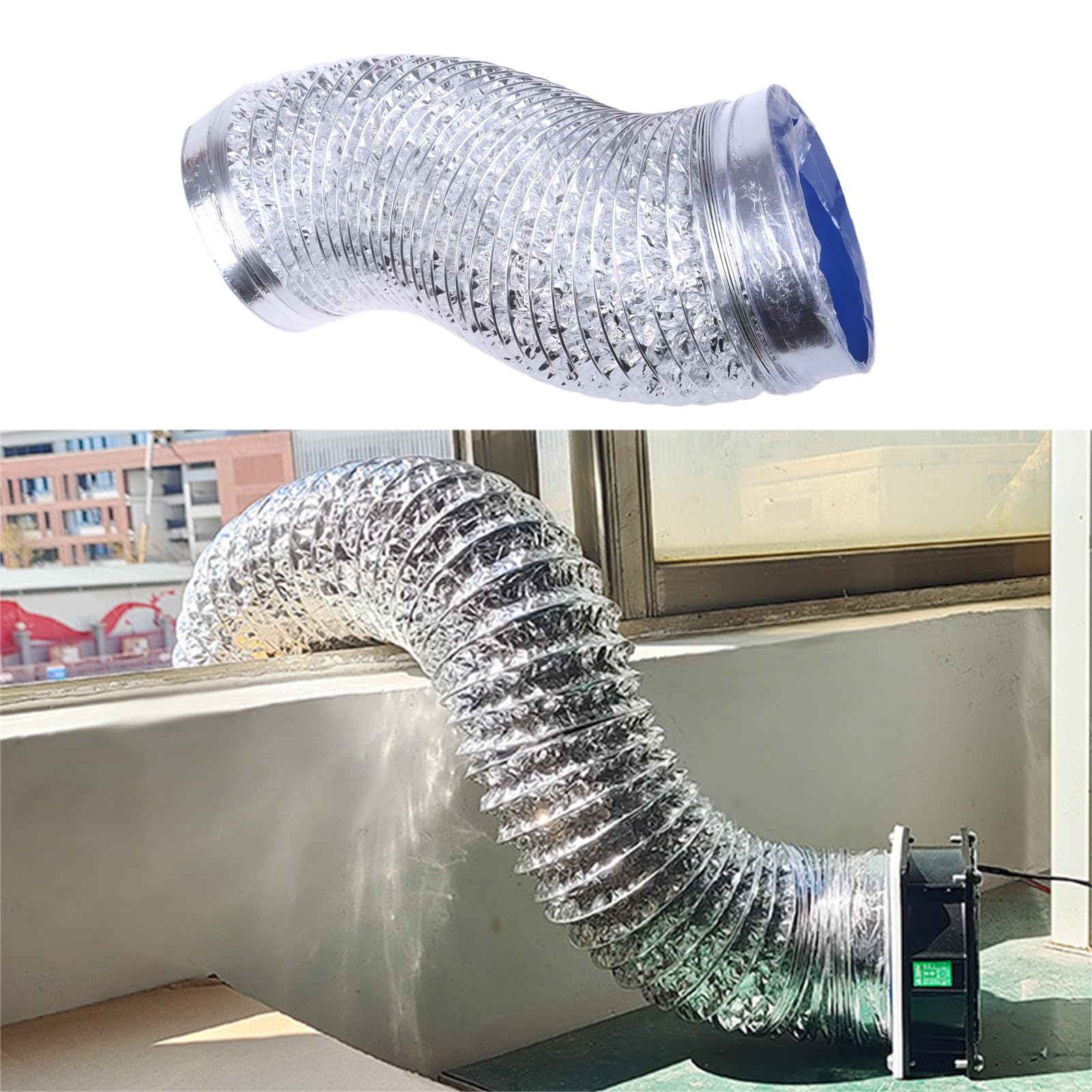 kobeIeen 4.33inch Flexible Air Aluminum Ducting Retractable Dryer Vent Hose for Exhaust Fan & Blowers Exhaust Fan Hose 300cm/1.5m