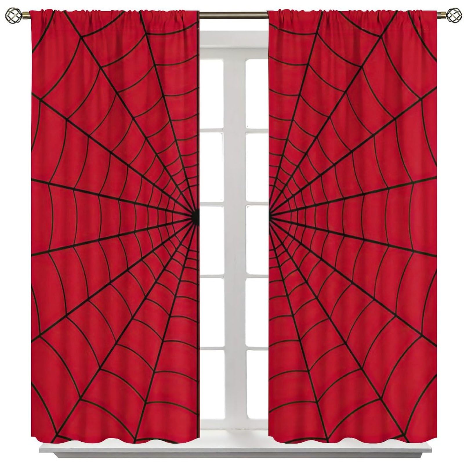 Rideaux de fenêtre Super héros Toile d'araignée Rouges pour Enfants 106,7 x 114,3 cm