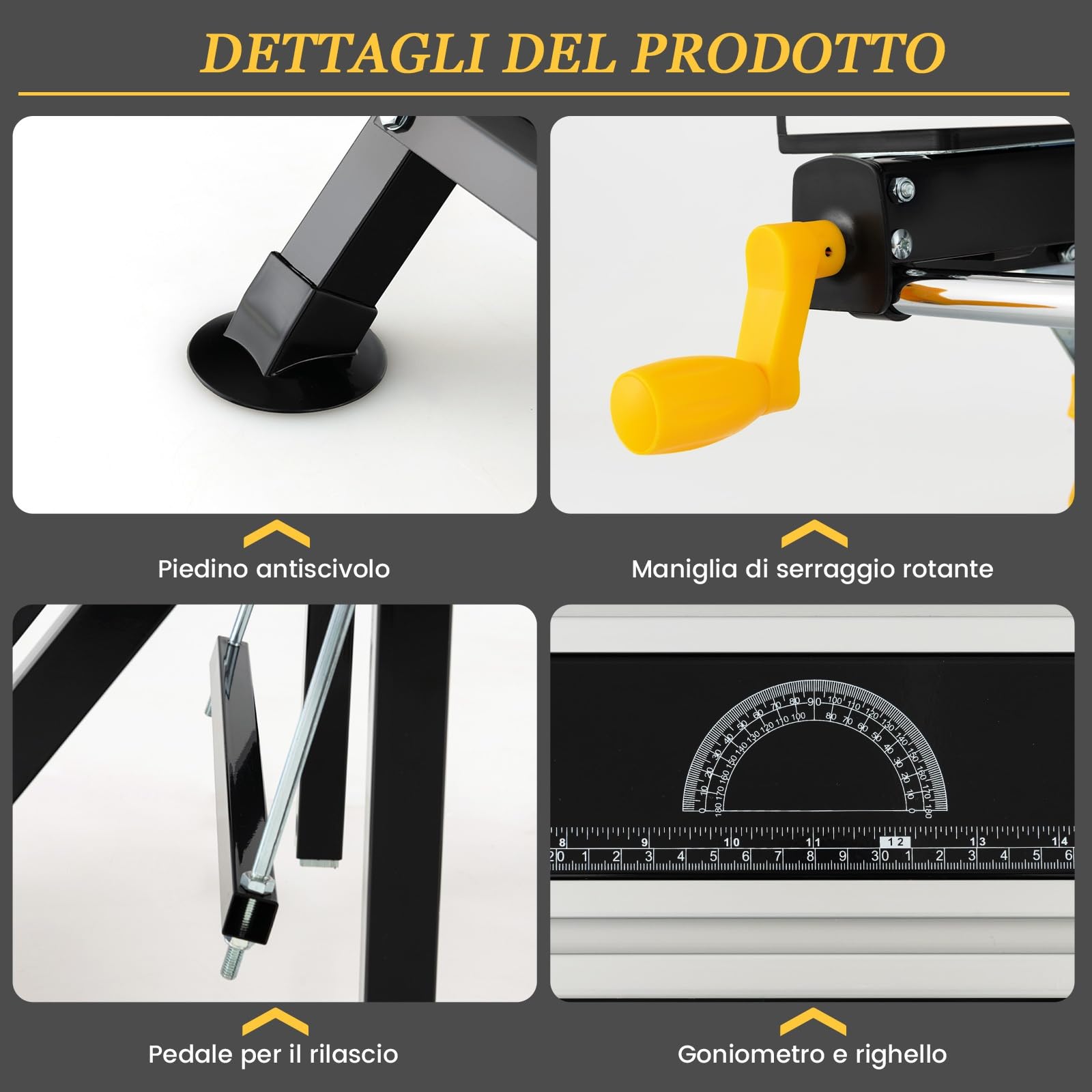GYMAX Banco da Lavoro Pieghevole Portatile, con Piattaforma Inclinabile, Altezza Regolabile a 7 Livelli e Morsetti Scorrevoli, Tavolo da Lavoro per Casa Garage Officina