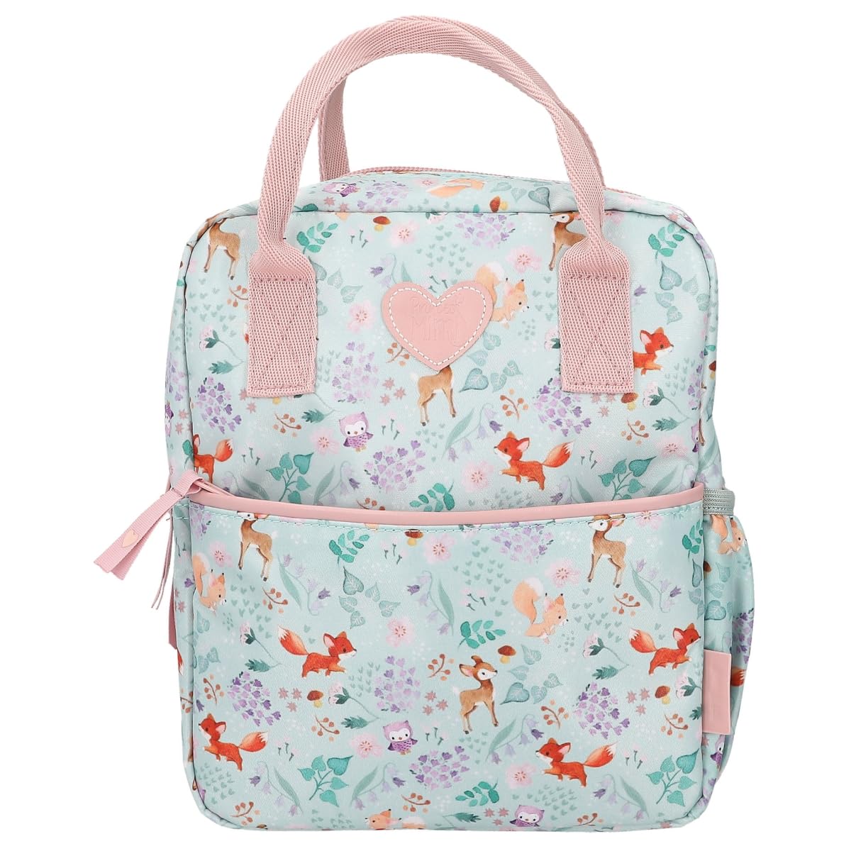 Depesche 12572_A Princess Mimi Wild Forest - backpack in green and pink with forest animals, pouch with zipper