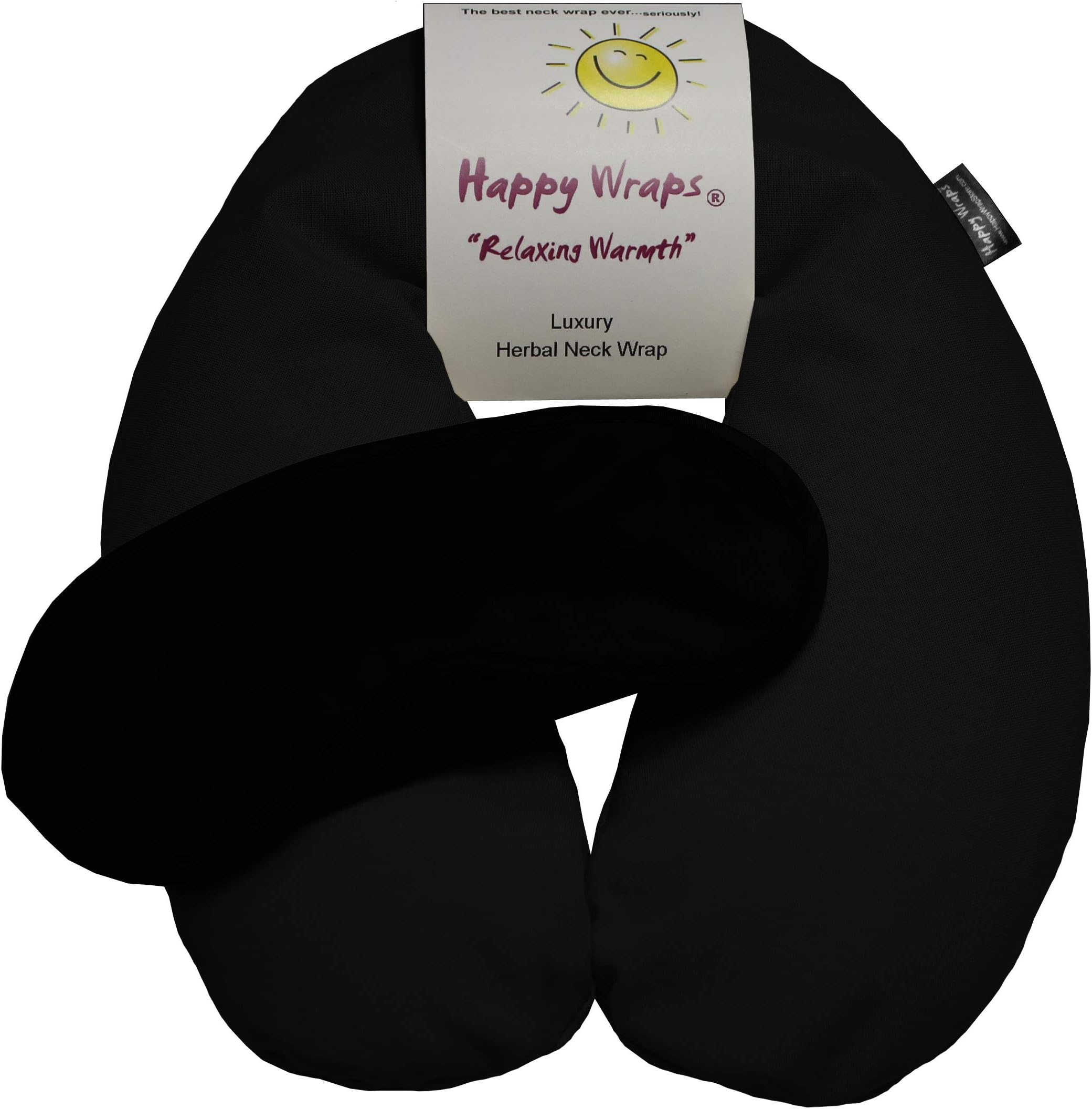 Microwavable Herbal Neck Wrap - Hot Cold Aromatherapy Neck Warming Pillow - Heating Pad for Migraines, Stress, Gifts for Women, Birthdays, Christmas and Free Sleep Mask - Black