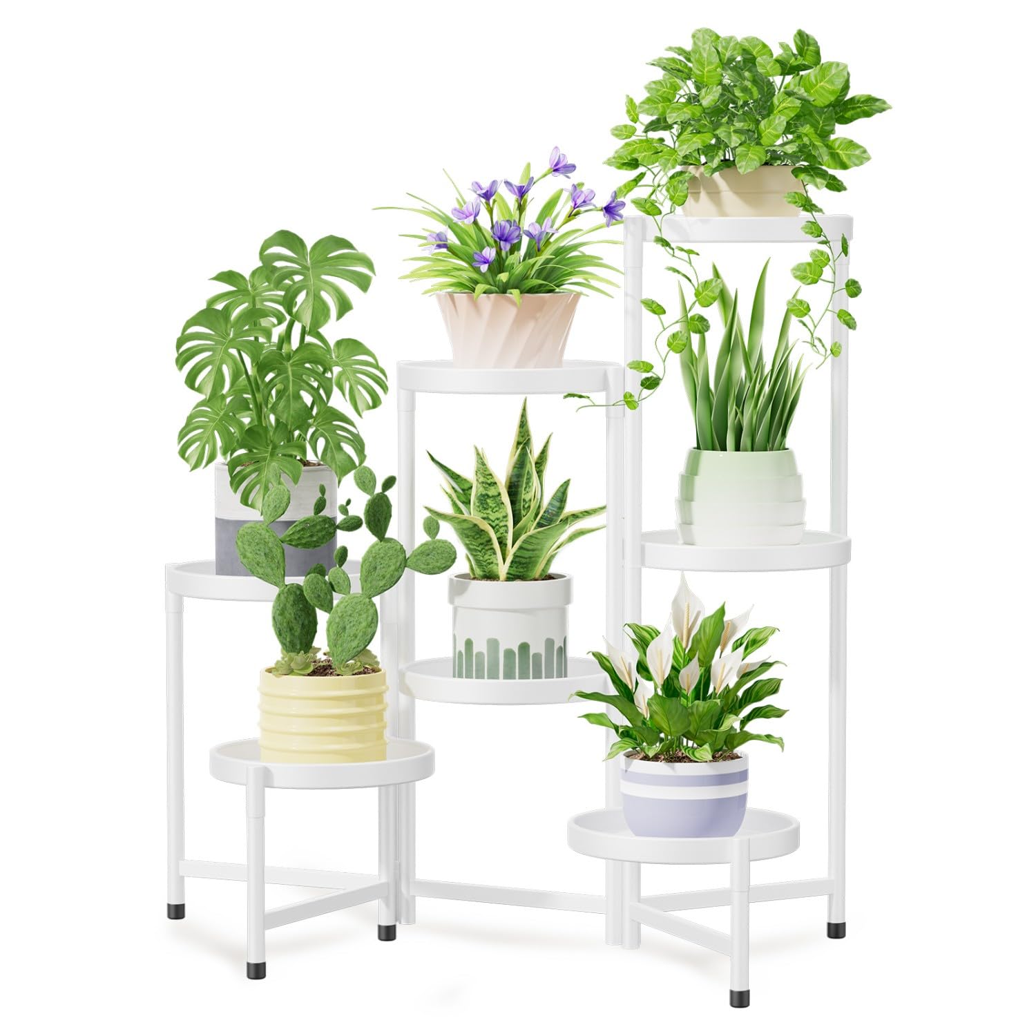 iDavosic.ly Pflanzenständer Metall Groß, Blumenständer Pflanzenregal Blumenregal Indoor Outdoor, Faltbar Blumentreppen Innen Plant Stand Shelf für Garten Balkon Wohnzimmer