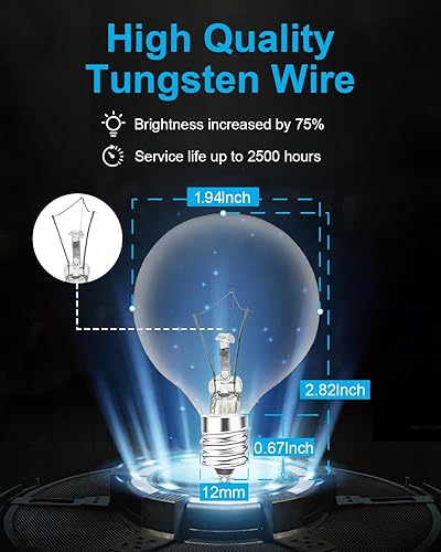 Vista 4 de Bombillas calentadoras de cera de 25 W, bombillas para calentador aromático de tamaño completo, 6 paquetes de bombillas E12 tipo G, regulables