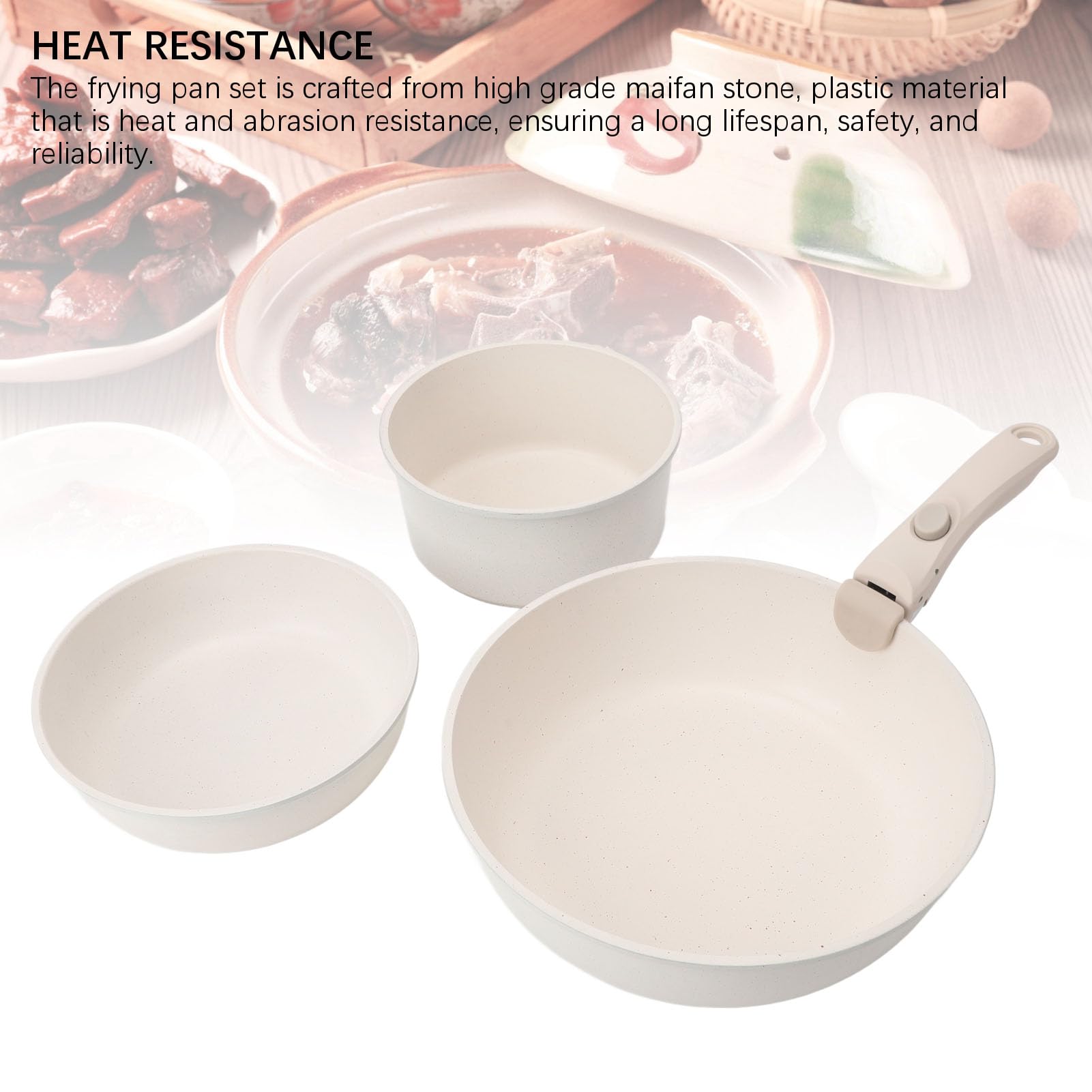 Juego de sartenes de 3 piezas, juego de utensilios de cocina antiadherentes con mango desmontable, juegos de utensilios de cocina para cocina de inducción, estufa de gas
