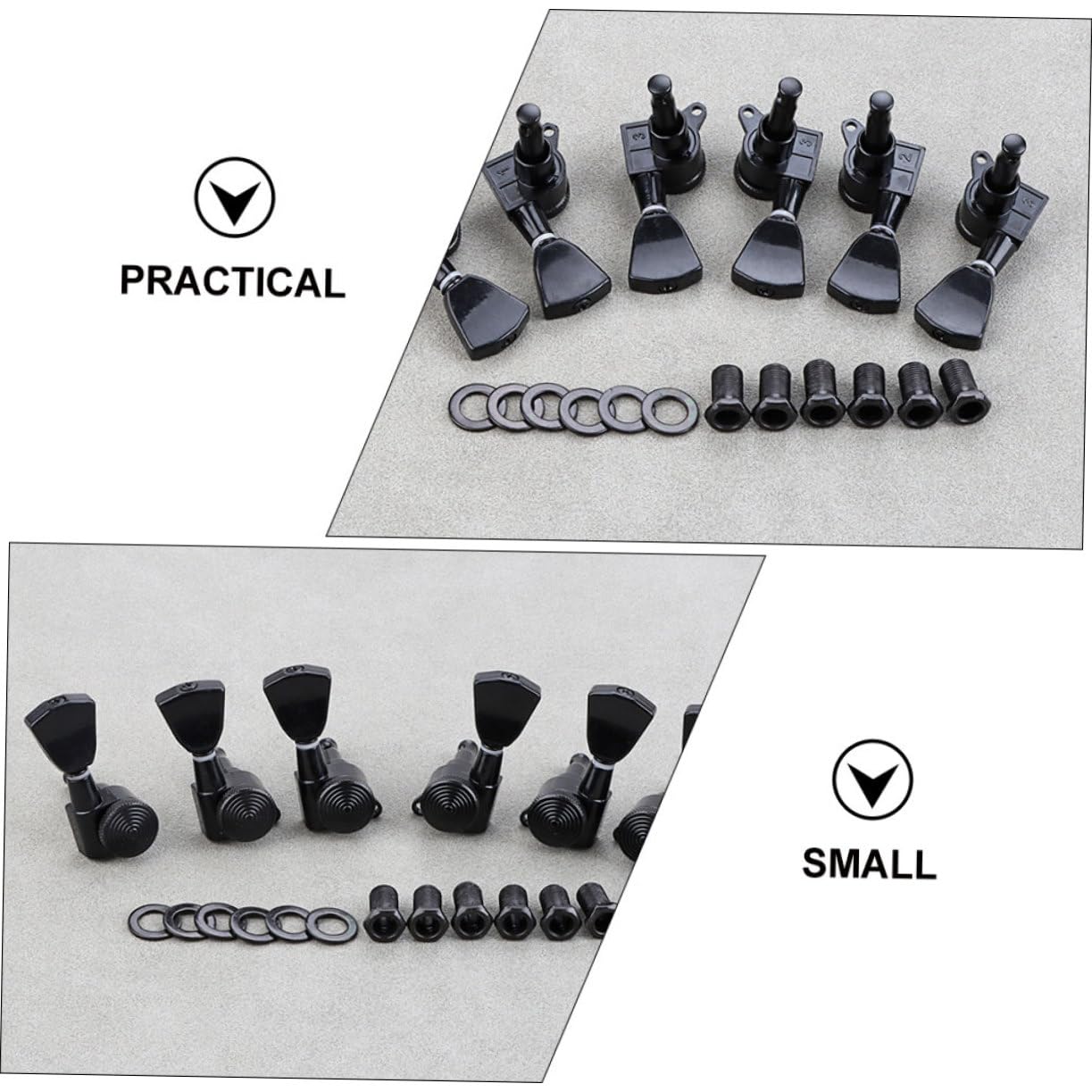 Gitarrenstimmwirbel 3r3l mit Schloss, Schwarz, 1 Satz | Metallausführung, für Gitarre, Professioneller und Privater Einsatz, Leichtes Design, Zubehörteil