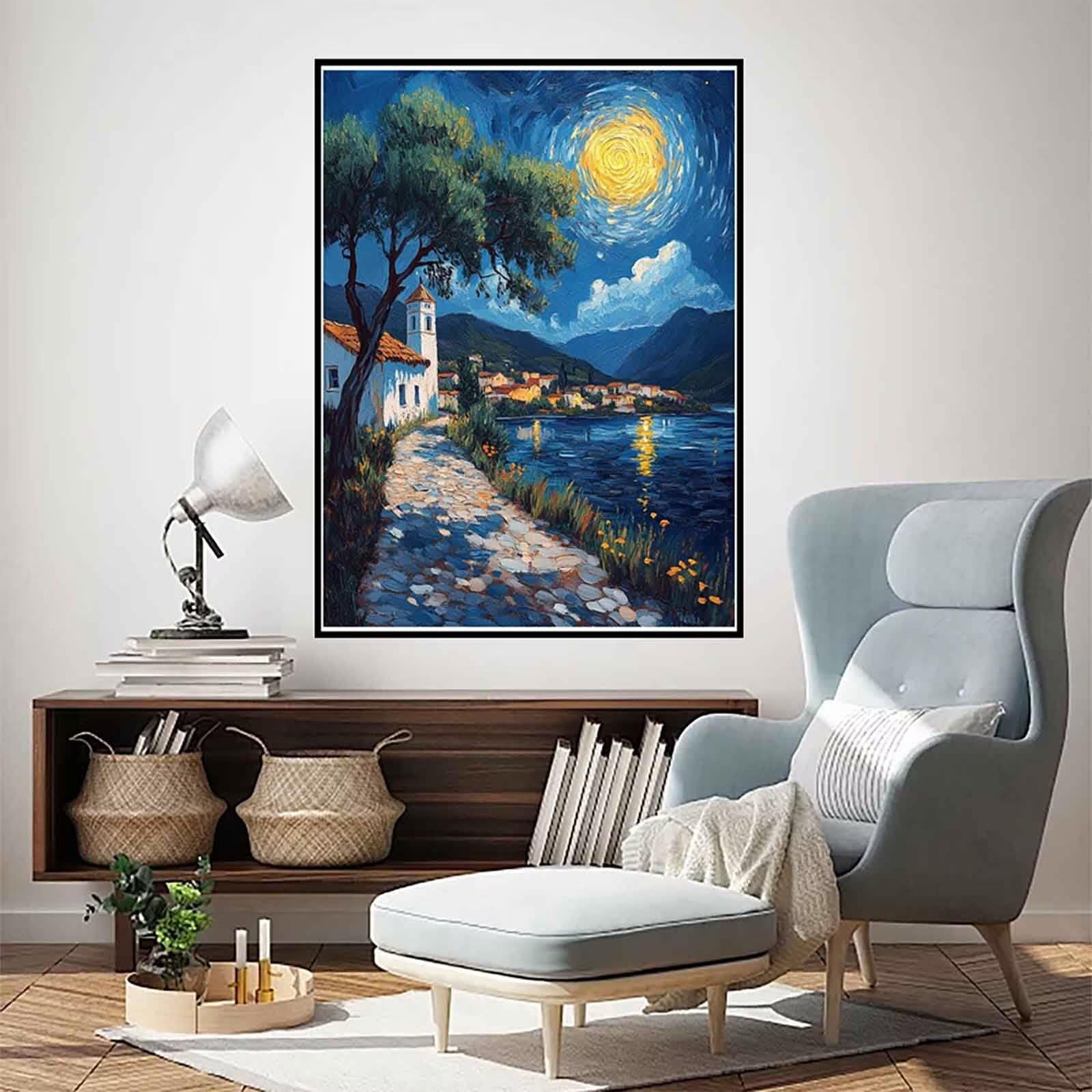Diamentowe malowanie gwiaździste niebo, diamentowe malowanie miasto diamentowe malowanie dla dorosłych duży rozmiar 80 x 110 cm, haft diamentowy ścieg krzyżykowy kreatywne hobby dorośli do dekoracji